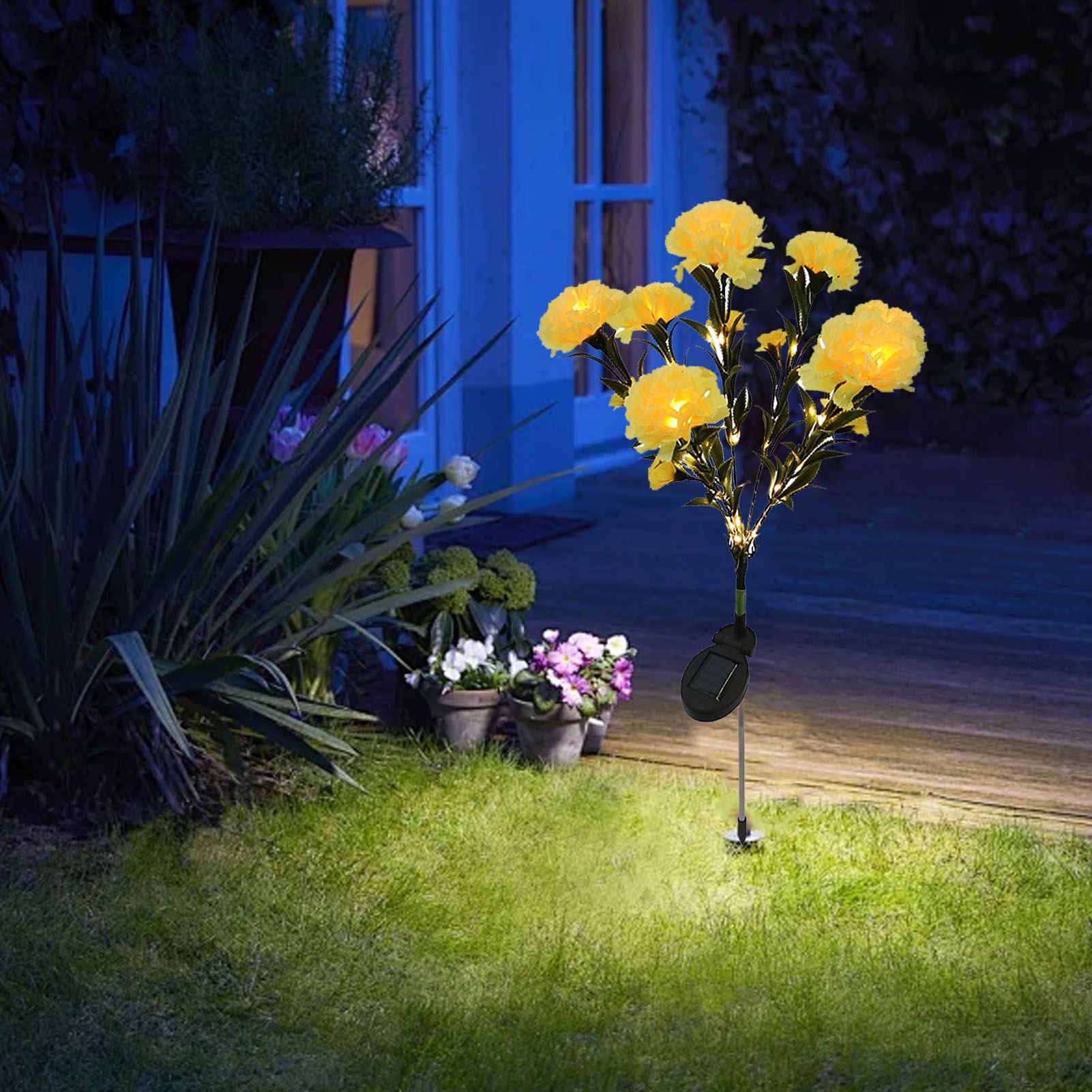 Solar Flower Lights LED Carnation Shaped Waterproof Decorative Light for view 8