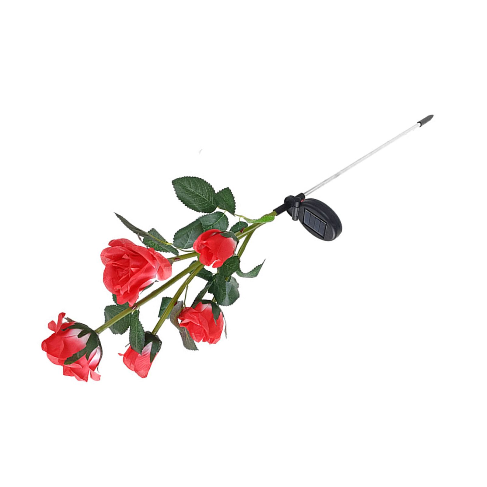 Solar Garden Lights with 5 Red Roses High Simulation Decorative LED Solar view 2