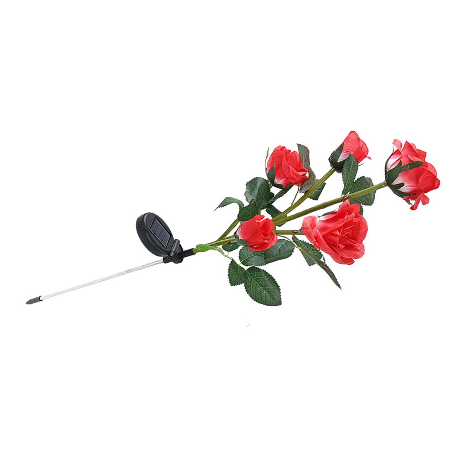 Solar Garden Lights with 5 Red Roses High Simulation Decorative LED Solar view 4