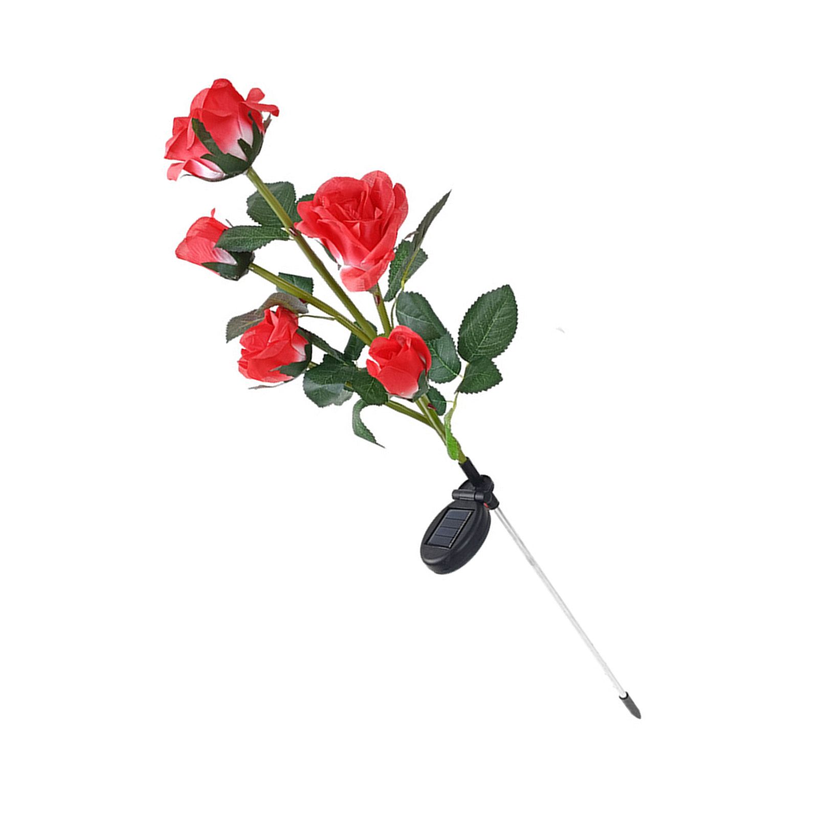 Solar Garden Lights with 5 Red Roses High Simulation Decorative LED Solar view 9
