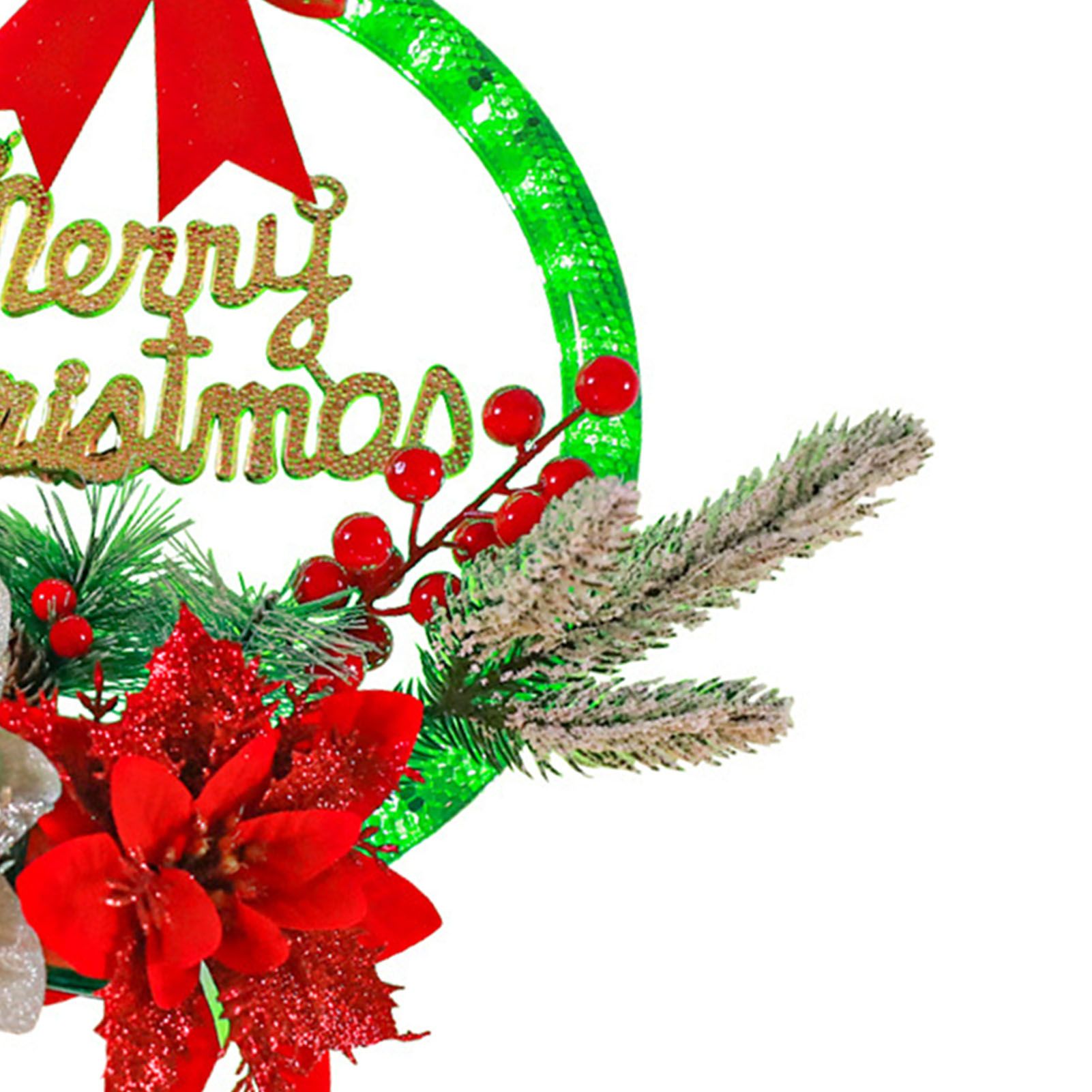 Christmas Wreath Light Decoration Artificial Red Berry Pine Needle LED Lighted view 2