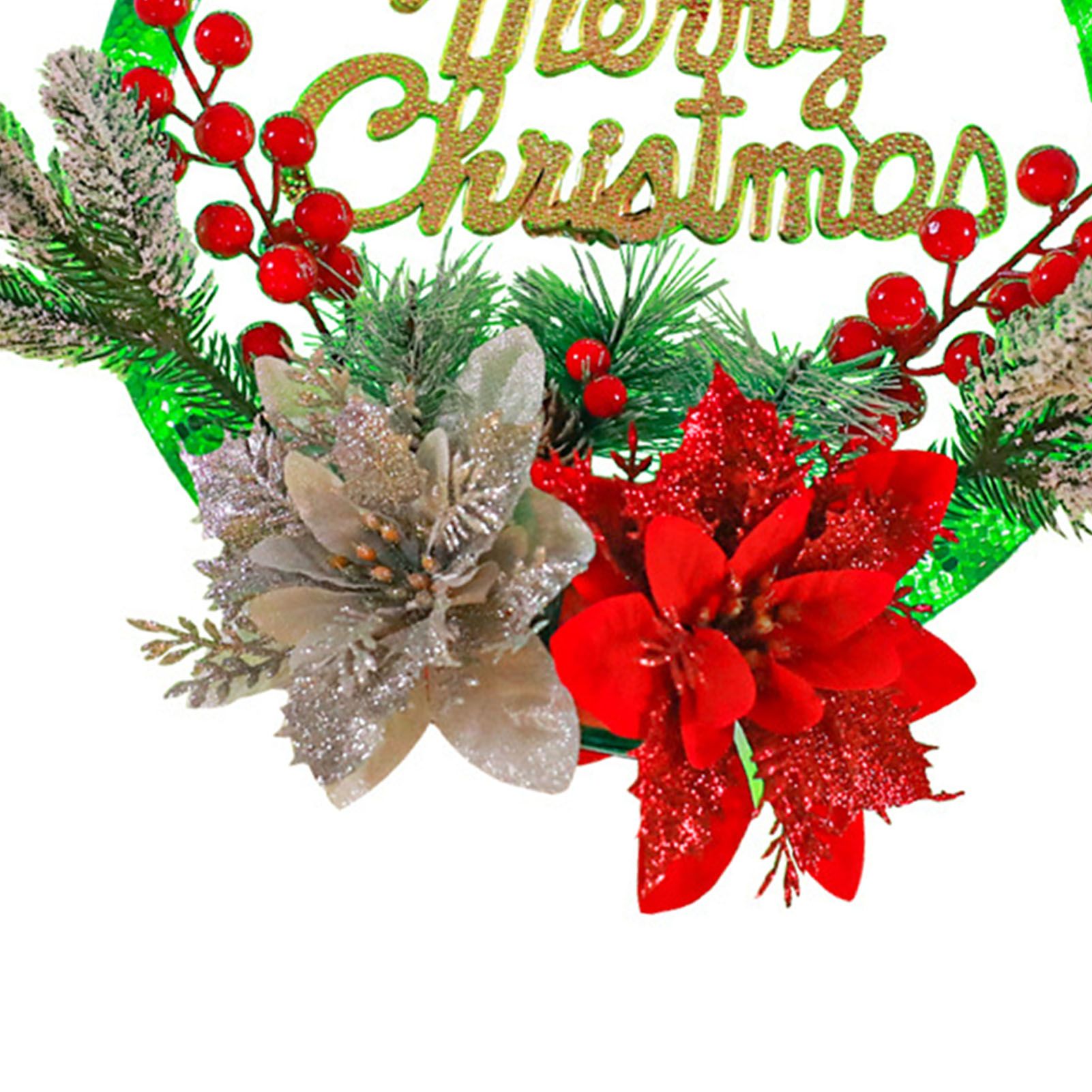 Christmas Wreath Light Decoration Artificial Red Berry Pine Needle LED Lighted view 5