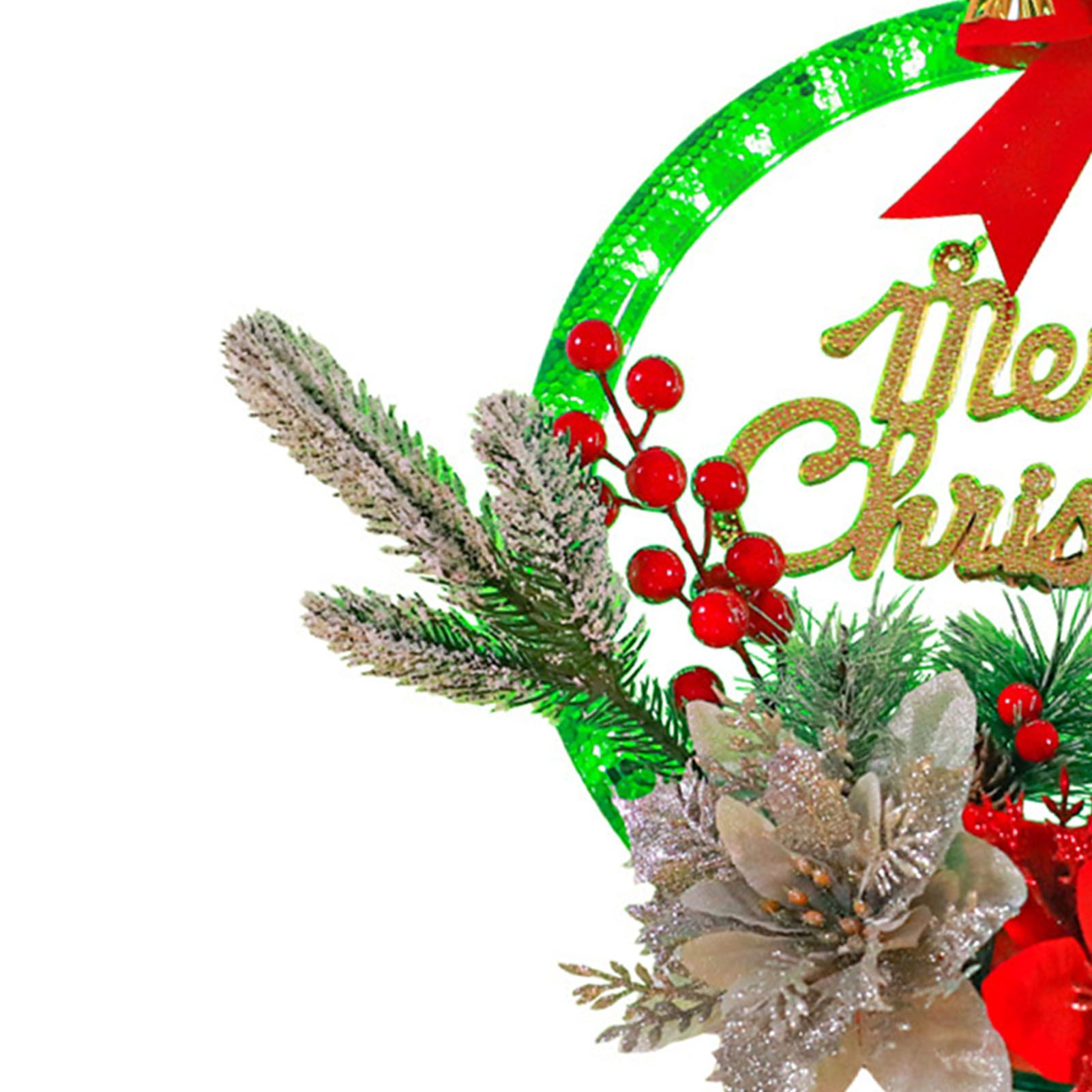 Christmas Wreath Light Decoration Artificial Red Berry Pine Needle LED Lighted view 7