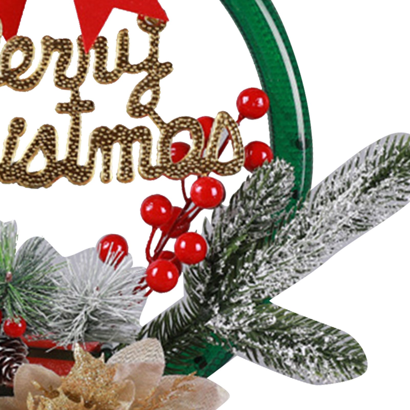 Christmas Wreath Light Decoration Artificial Red Berry Pine Needle LED Lighted view 5