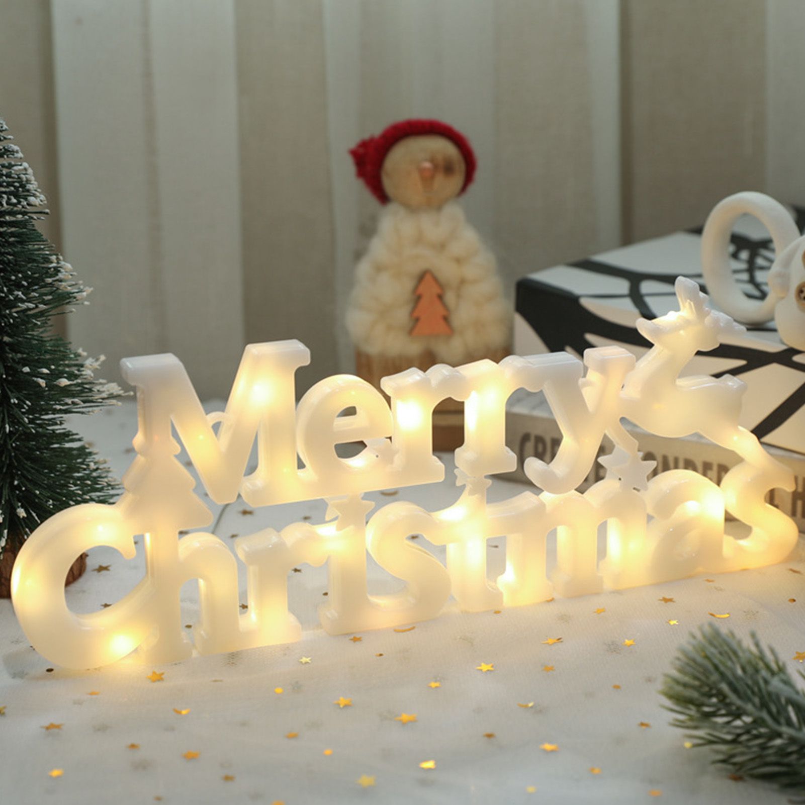 LED Letters Christmas Lights with Hanging Rope Warm Light Christmas LED Light view 6