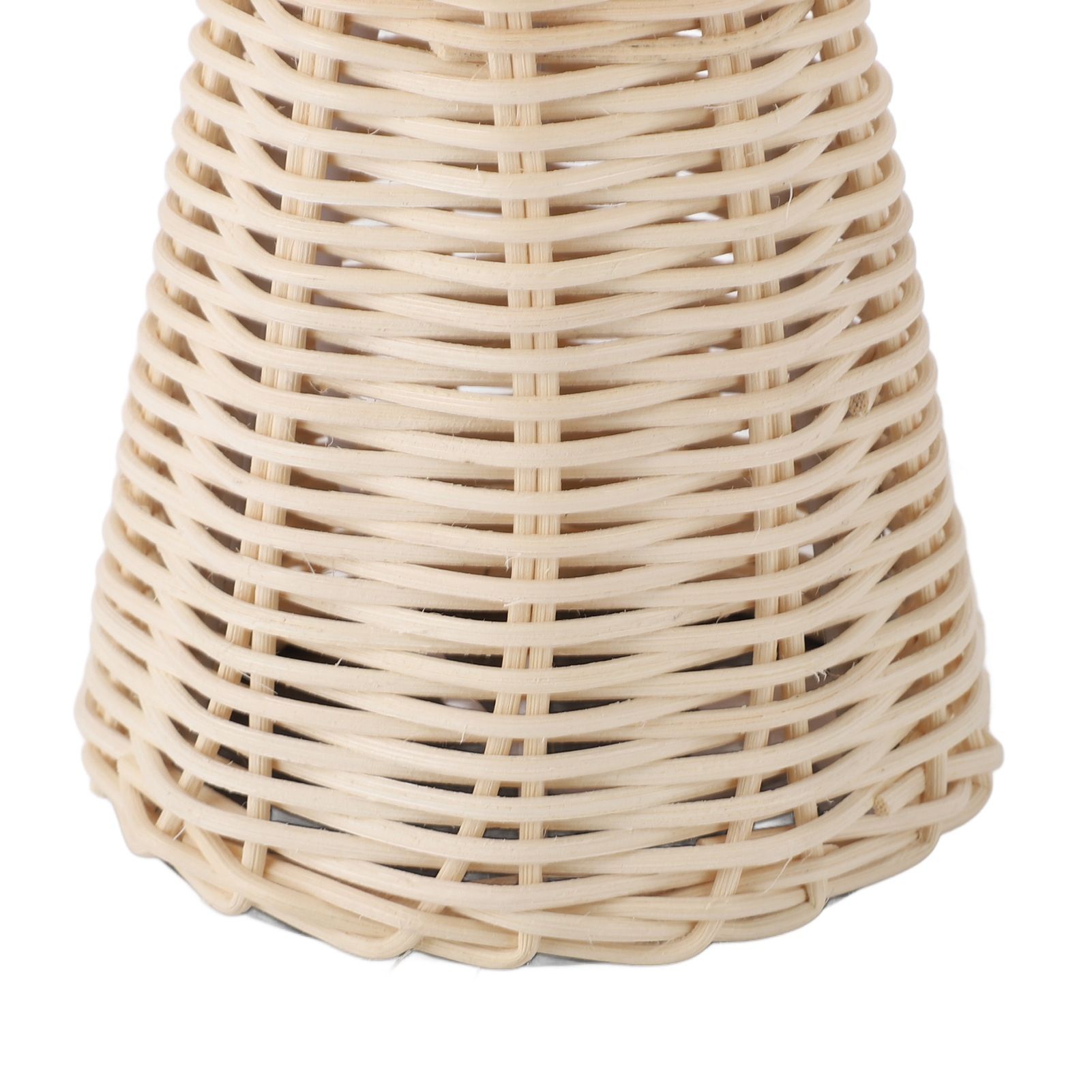 Pleated Table Lamp with Remote Control Modern Beige Fabric Shade Rattan Base view 5