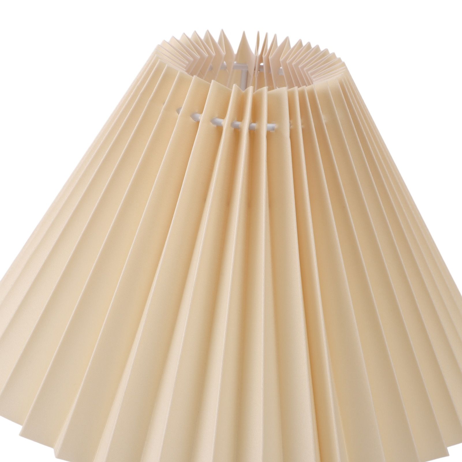 Pleated Table Lamp with Remote Control Modern Beige Fabric Shade Rattan Base view 7