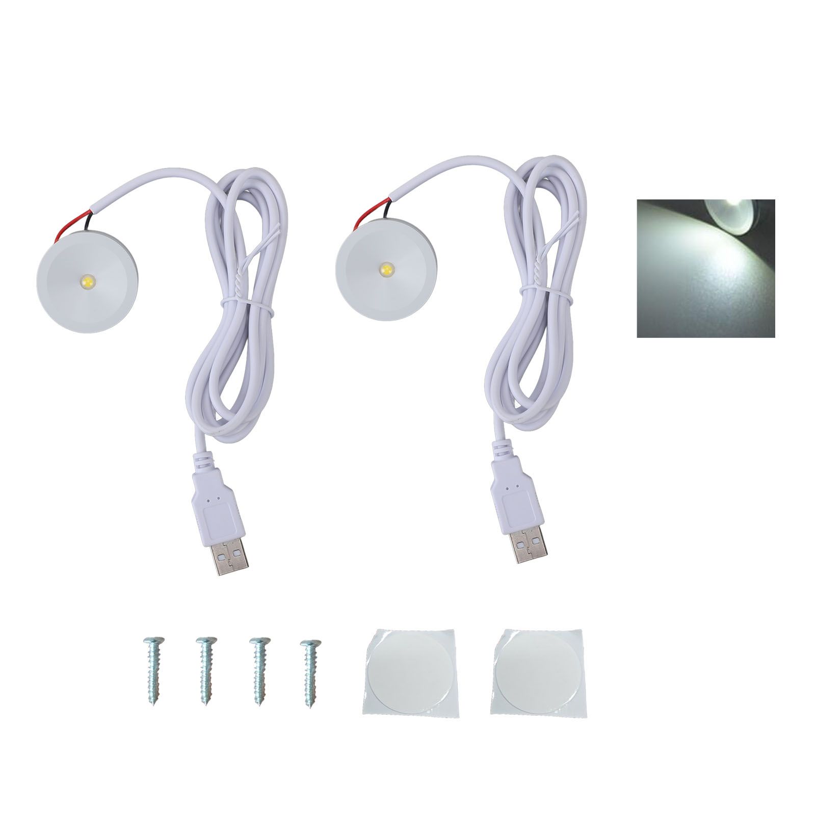 2 Sets Mini Spotlight 5V 1W USB LED Round Eye Caring with 4.3ft Wire Jewelry view 3