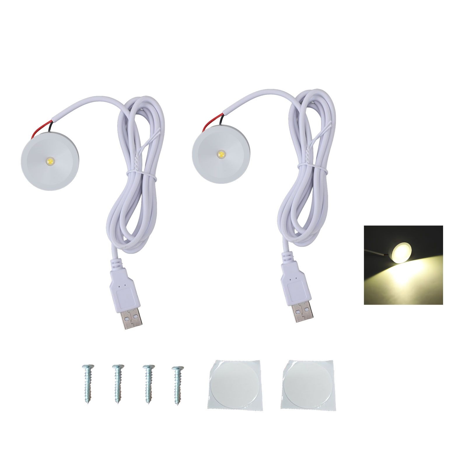 2 Sets Mini Spotlight 5V 1W USB LED Round Eye Caring with 4.3ft Wire Jewelry view 3