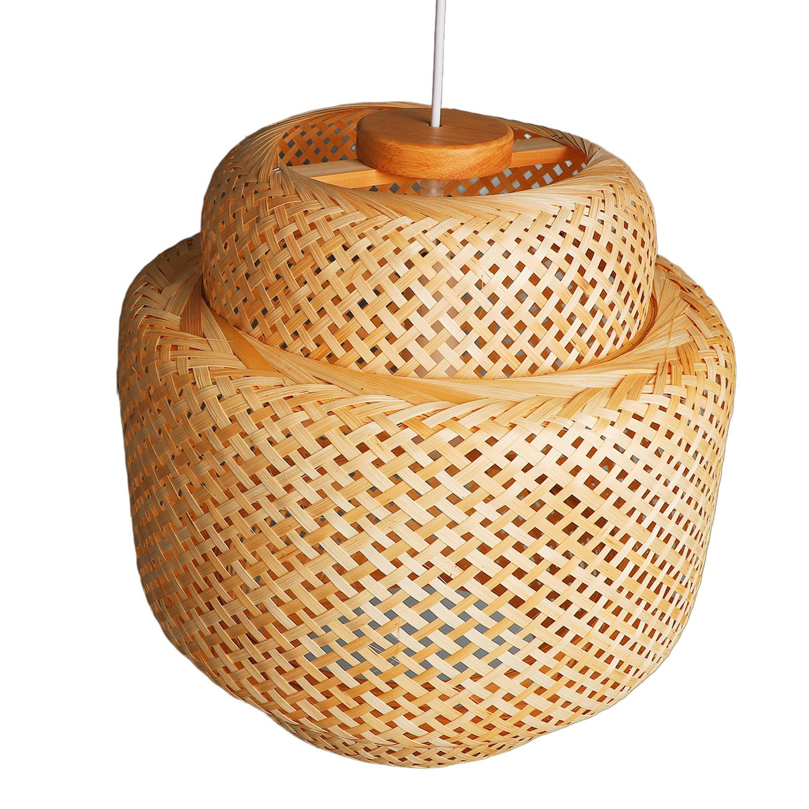Farmhouse Pendant Light E27 Chinese Wood Woven Lantern Hanging Ceiling Light view 4