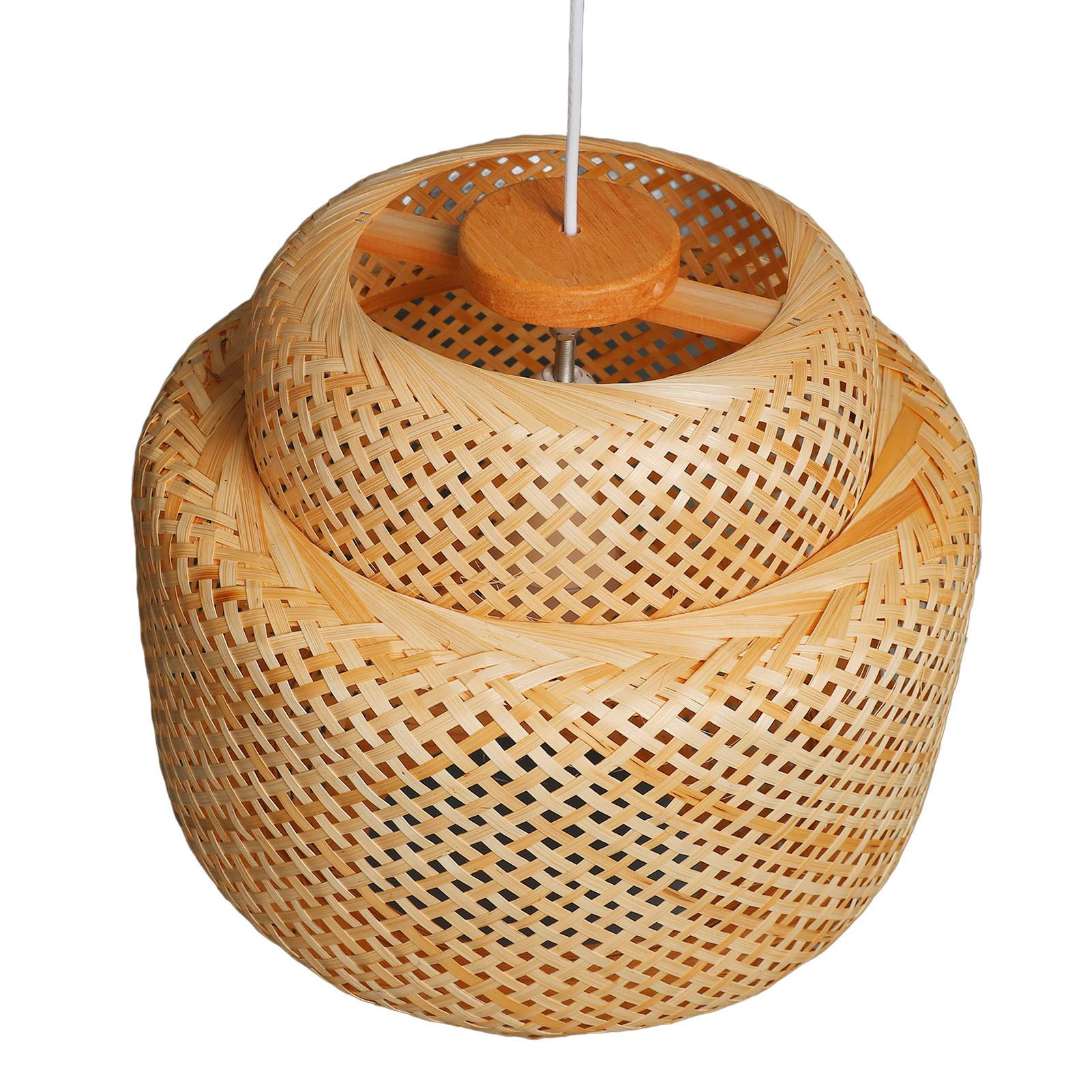 Farmhouse Pendant Light E27 Chinese Wood Woven Lantern Hanging Ceiling Light view 12