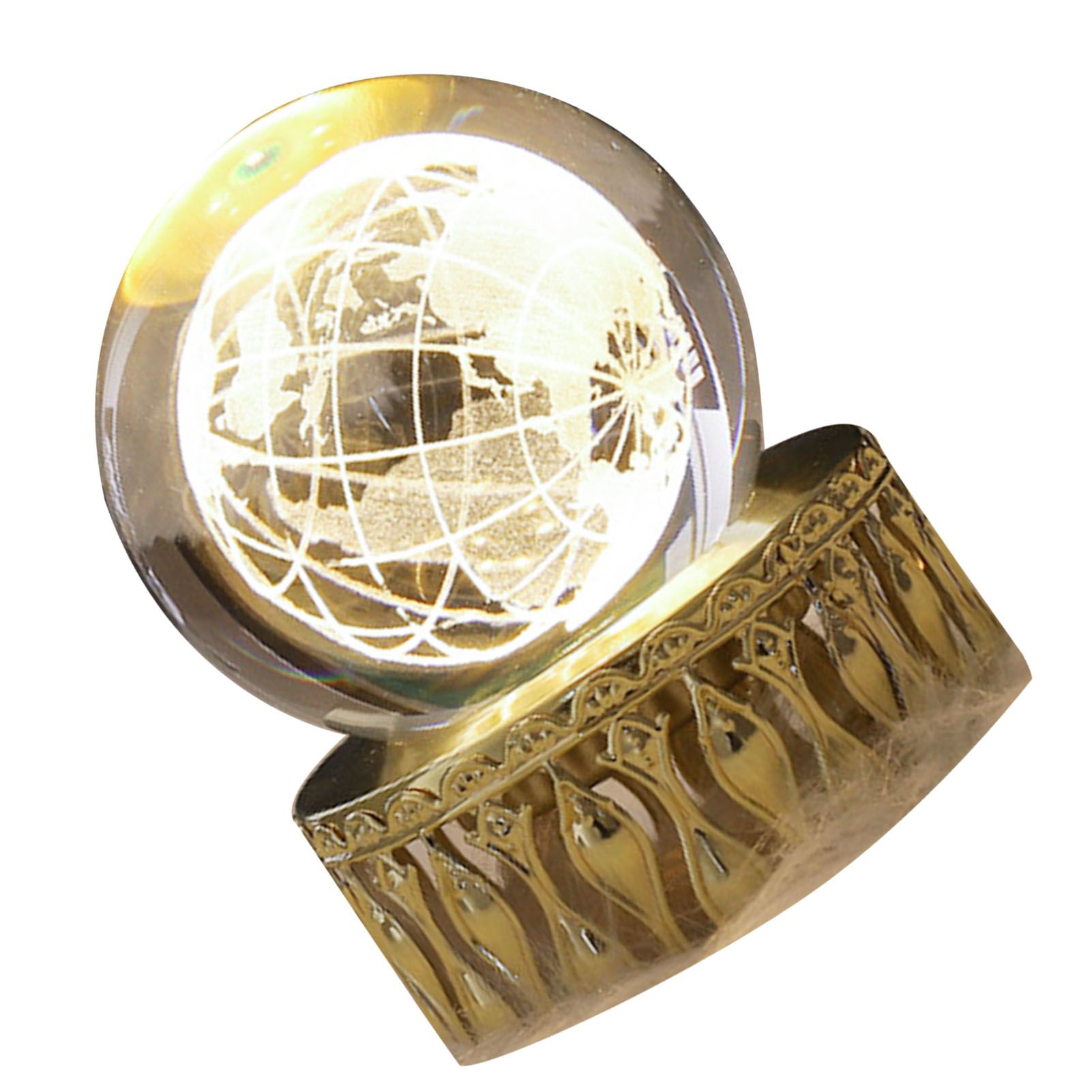 Faux Crystal Ball Light Decorative Ornament 3D Inner Engraving LED Globe Night