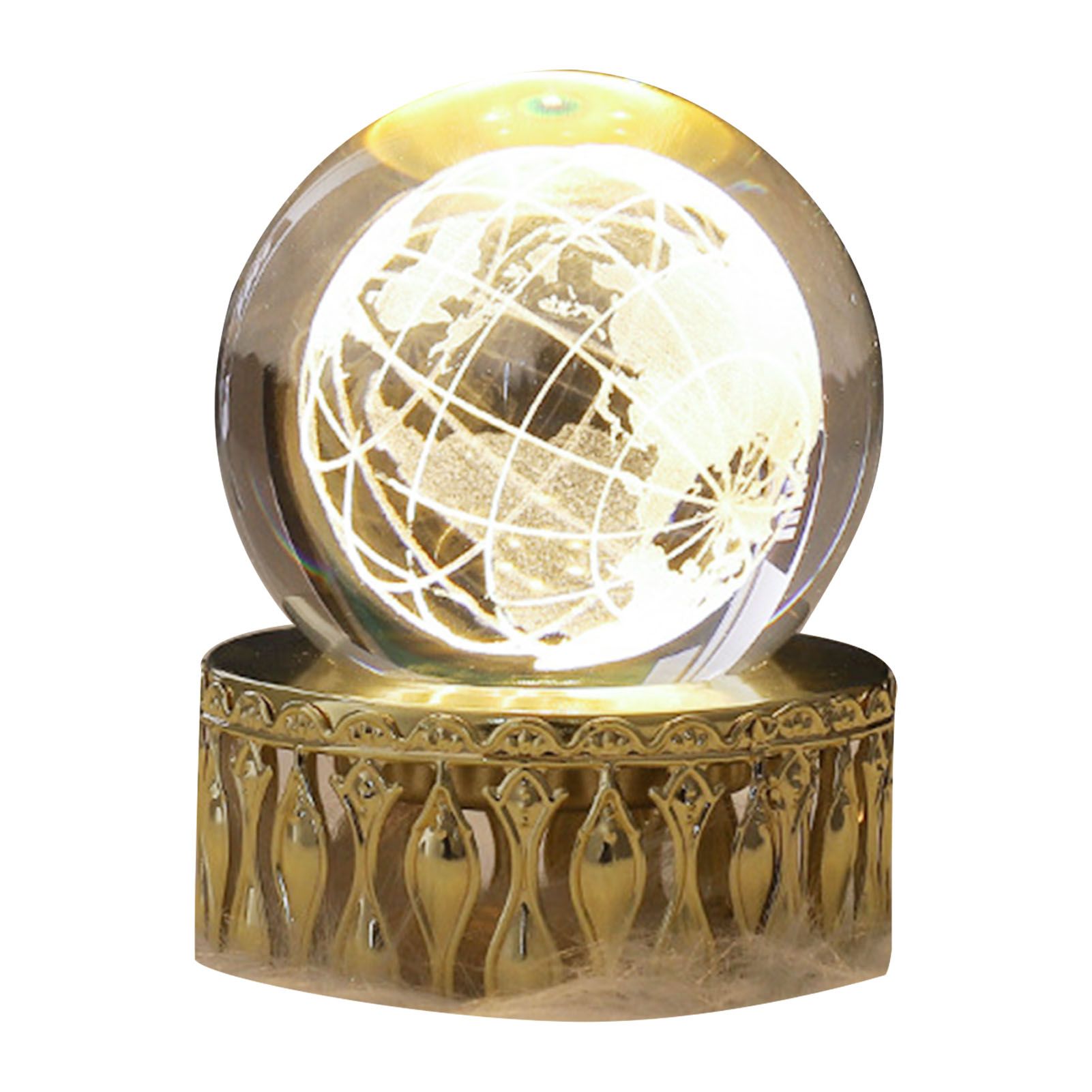 Faux Crystal Ball Light Decorative Ornament 3D Inner Engraving LED Globe Night view 3