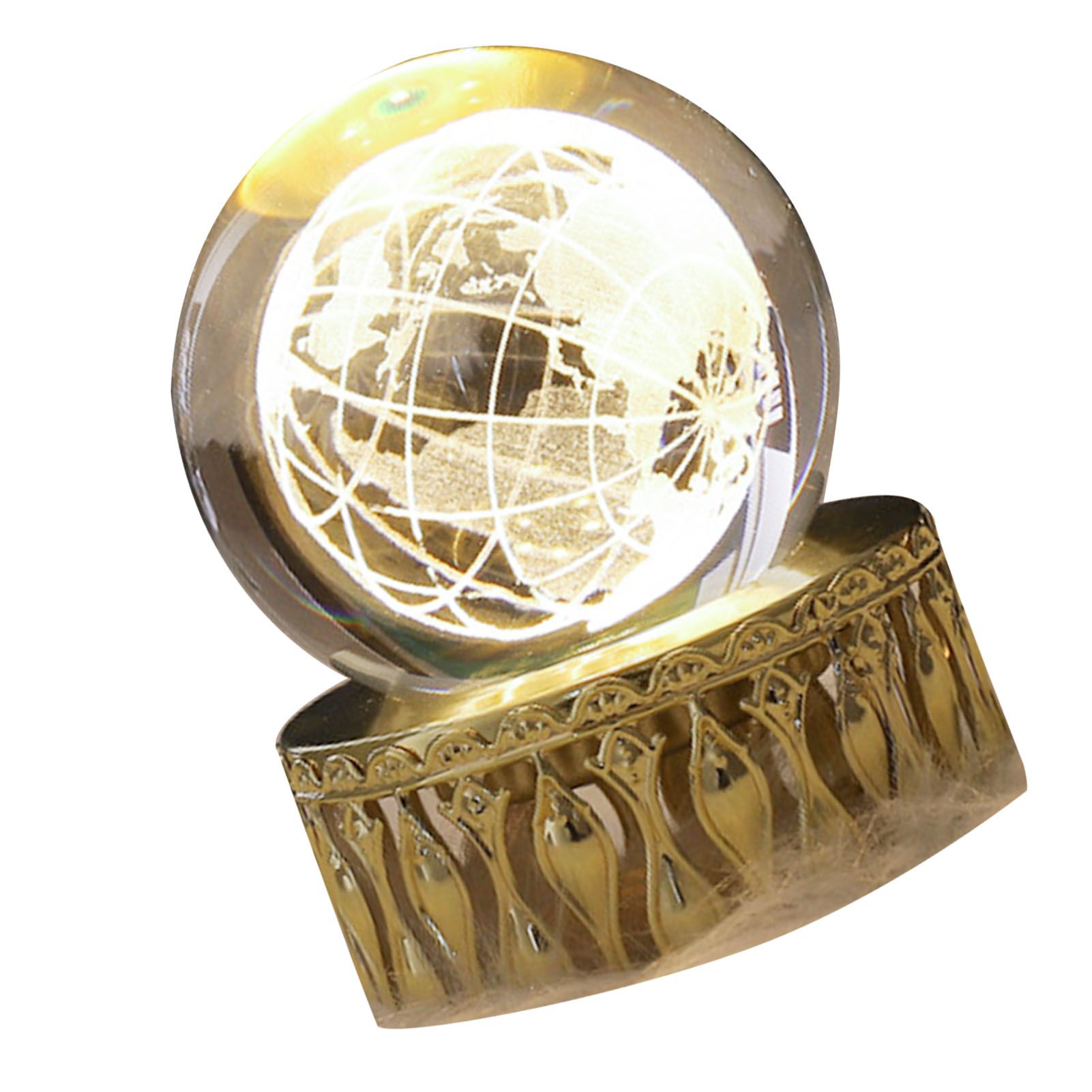 Faux Crystal Ball Light Decorative Ornament 3D Inner Engraving LED Globe Night view 4