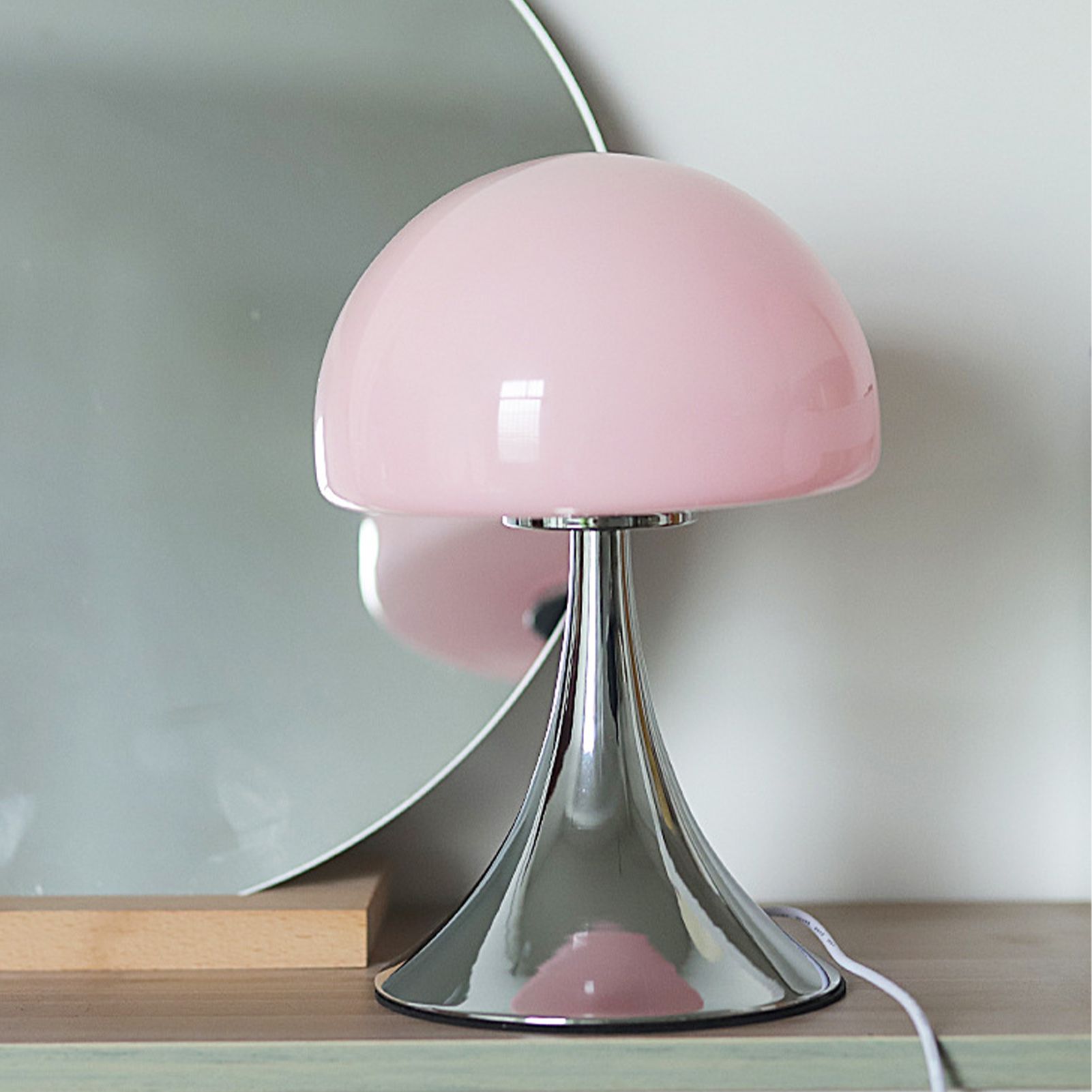 Mushroom Shape Table Lamp Glass Iron Warm Light USB Modern Bedside Nightstand view 8