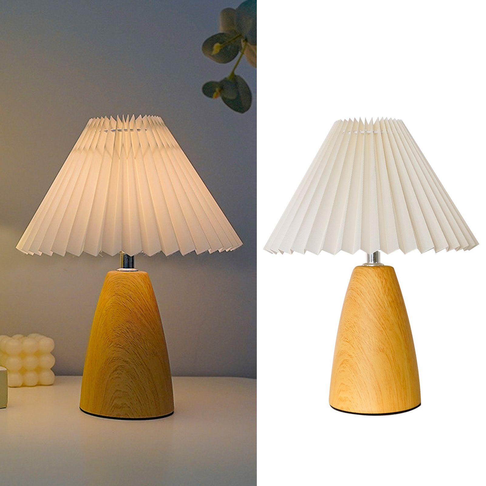 Table Lamp Pleated 3 Color Remote Control Dimmable Bedroom Bedside Night Light view 4