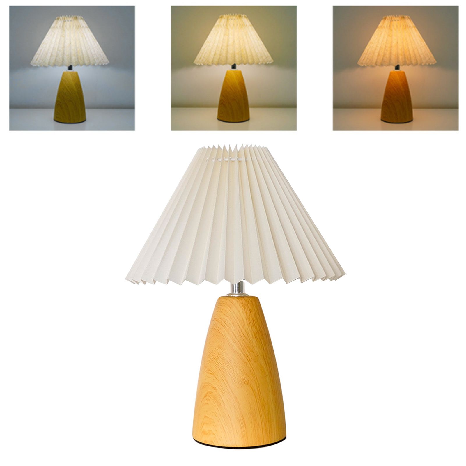 Table Lamp Pleated 3 Color Remote Control Dimmable Bedroom Bedside Night Light view 6