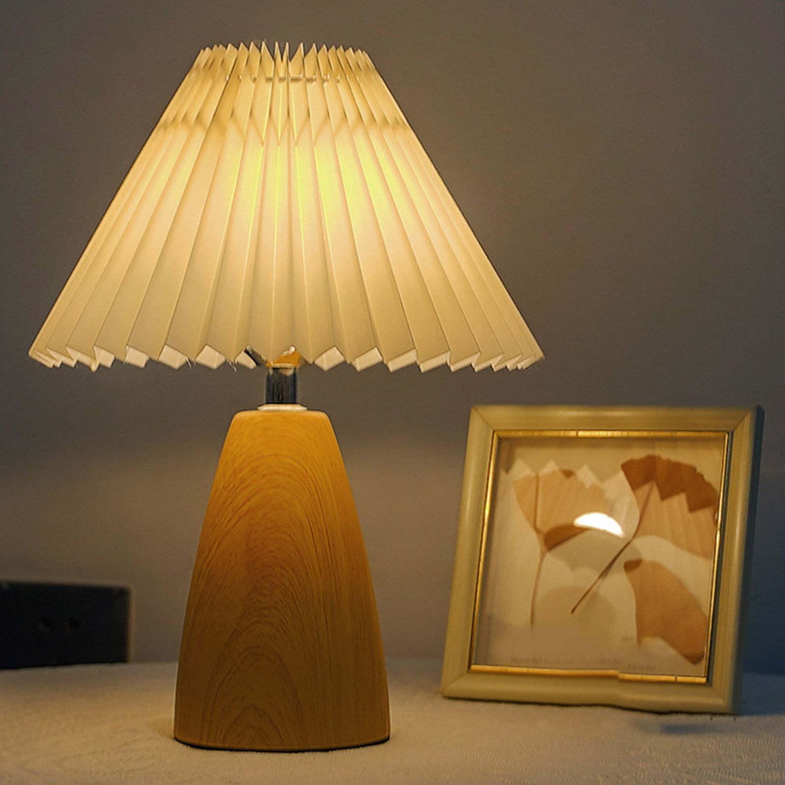 Table Lamp Pleated 3 Color Remote Control Dimmable Bedroom Bedside Night Light view 8