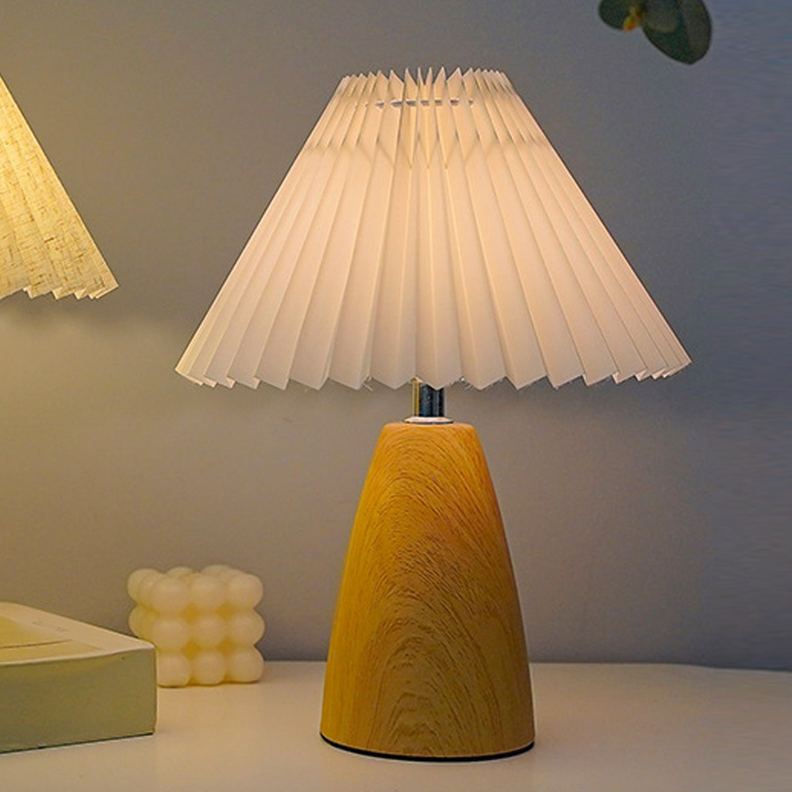 Table Lamp Pleated 3 Color Remote Control Dimmable Bedroom Bedside Night Light view 9