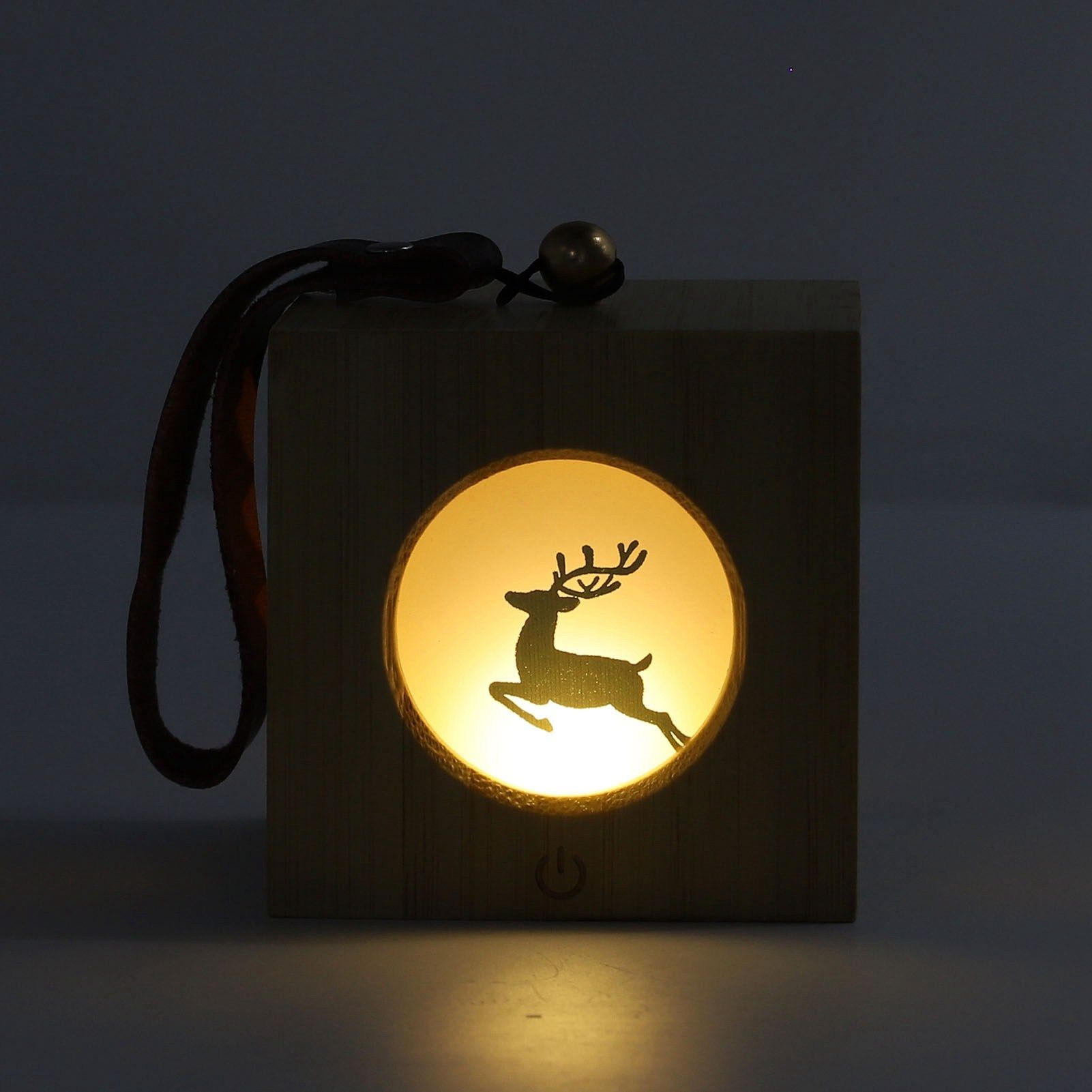 Elk Deer Night Light Clear Projection Stepless Dimming Rechargeable Wooden view 7