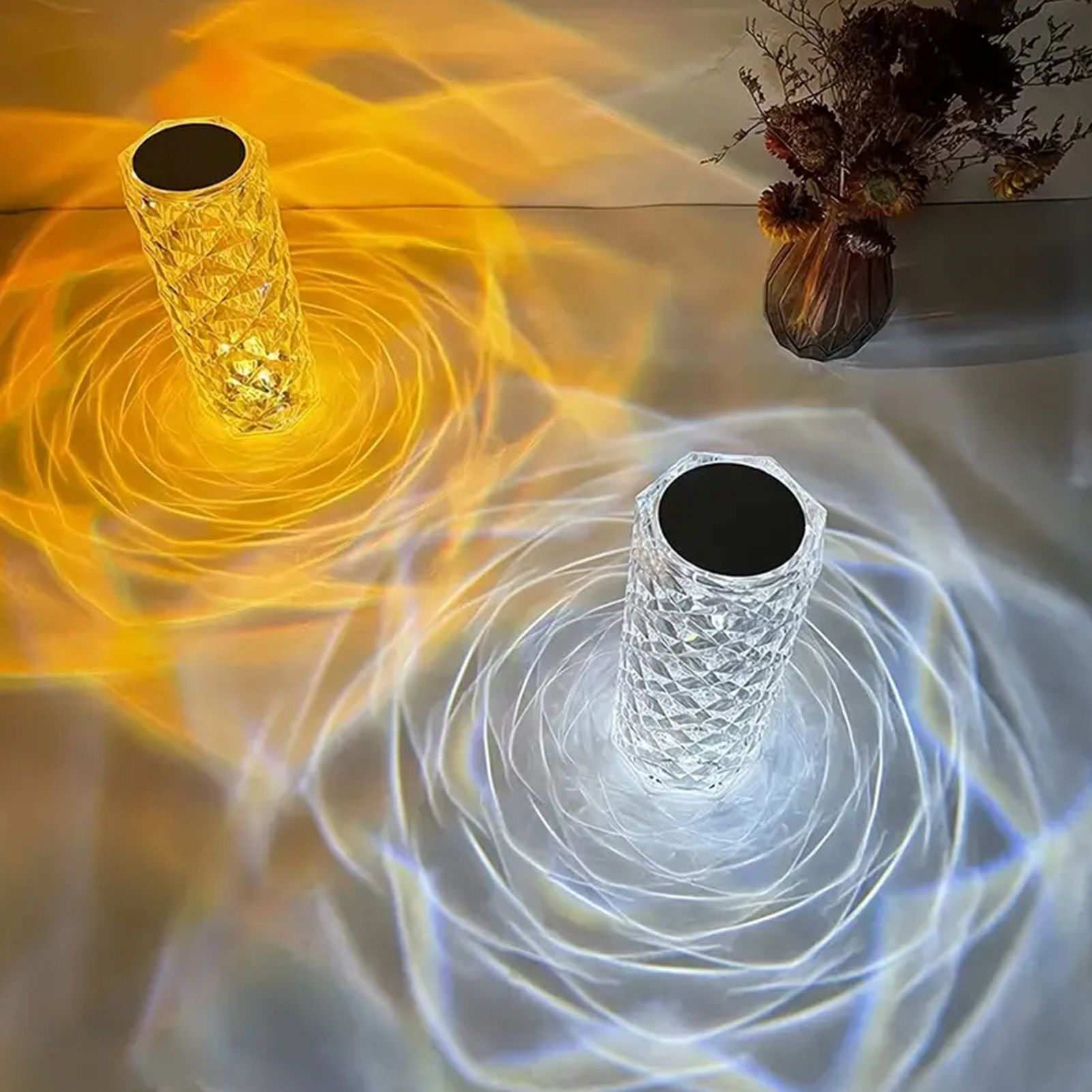 Crystal Rose Lamp ABS LED Touch Control Bedside Table Lamp with Remote Control view 5