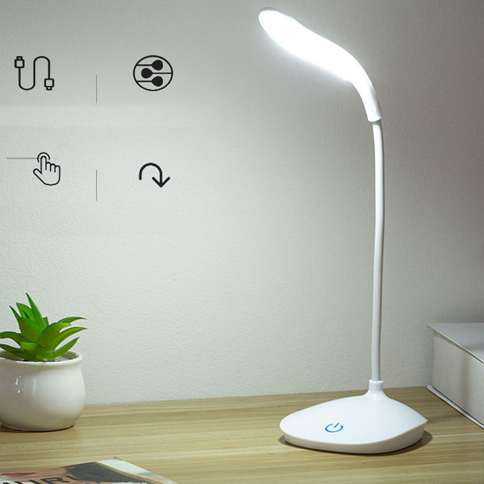 LED Desk Lamp Eye Caring Table Lamp 3 Brightness Level 3000K‑6000K USB Reading view 8