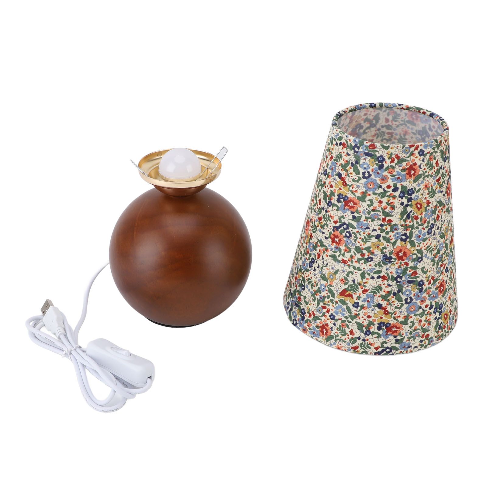 Flower Pattern Table Lamp Vintage Floral Bedside Lamp Linen Lampshade view 3