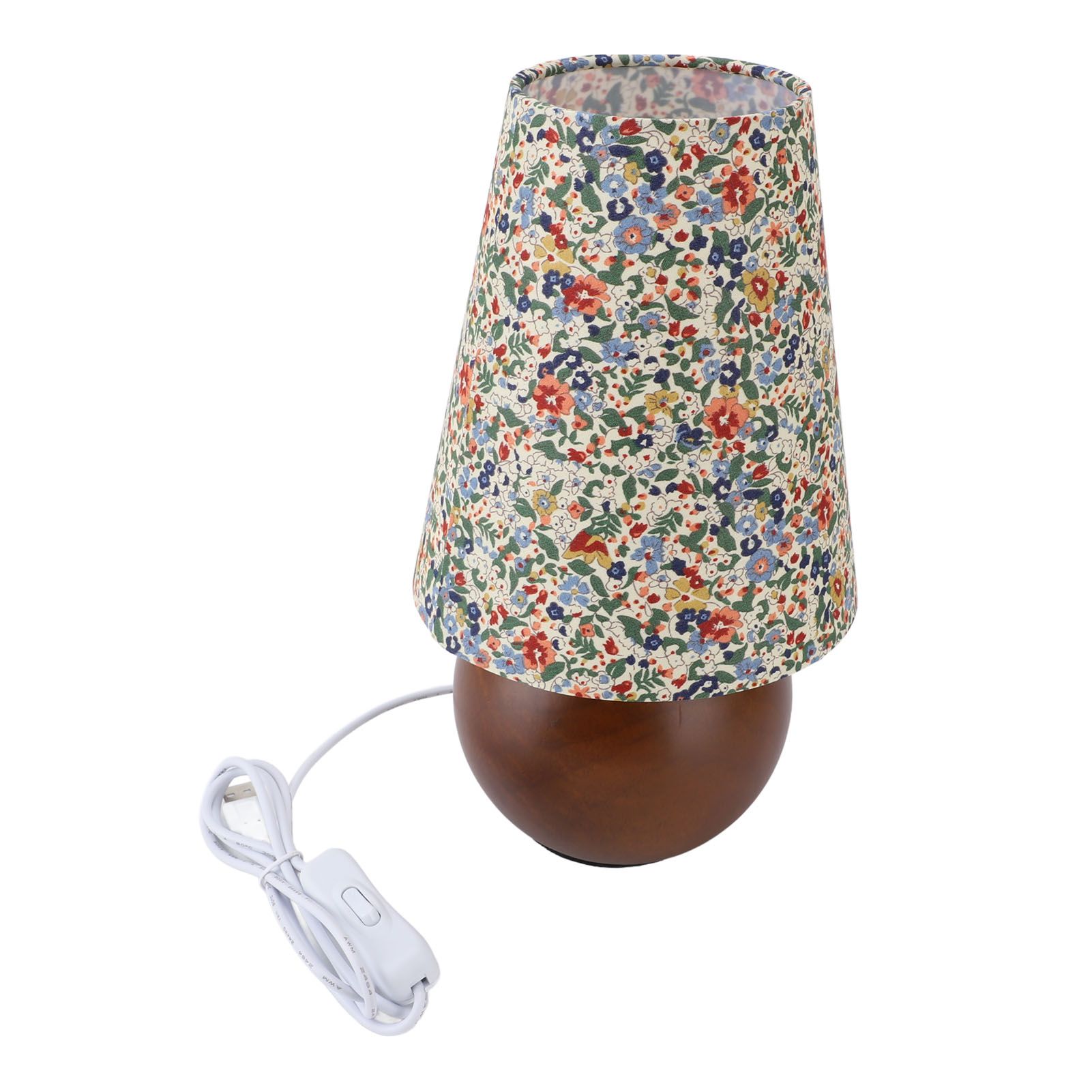 Flower Pattern Table Lamp Vintage Floral Bedside Lamp Linen Lampshade view 10