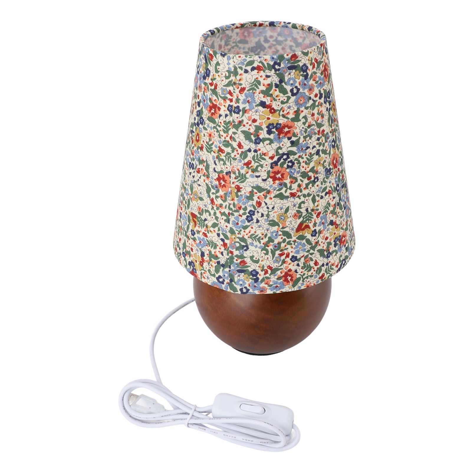 Flower Pattern Table Lamp Vintage Floral Bedside Lamp Linen Lampshade view 11