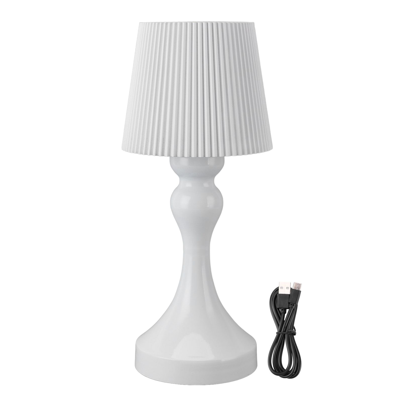 LED Cordless Table Lamp Iron Plastic Pleated Touch Control Stepless Dimmable view 3