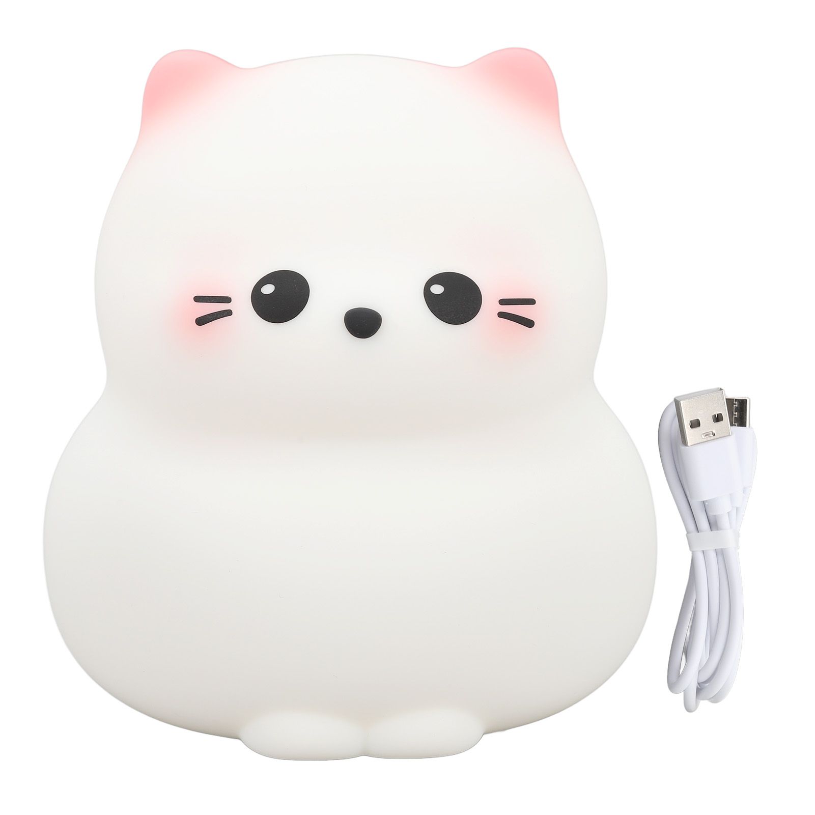 Cute Cat Night Light USB Rechargeable 3 Brightness Switch Tap Control Silicone view 3