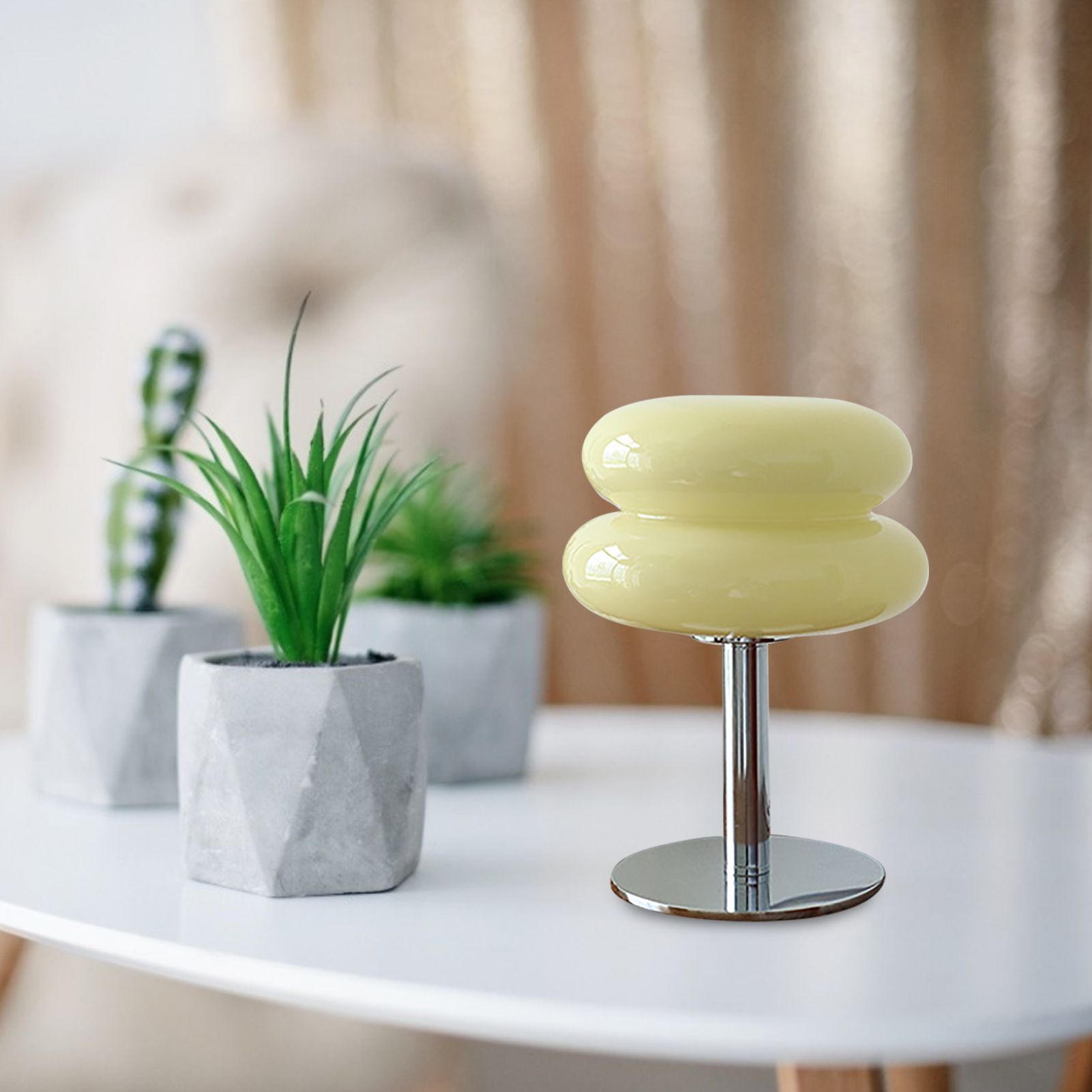 Glass Macaron Table Lamp Kids Bedside Lamp USB Three Color Dimmable Table view 8