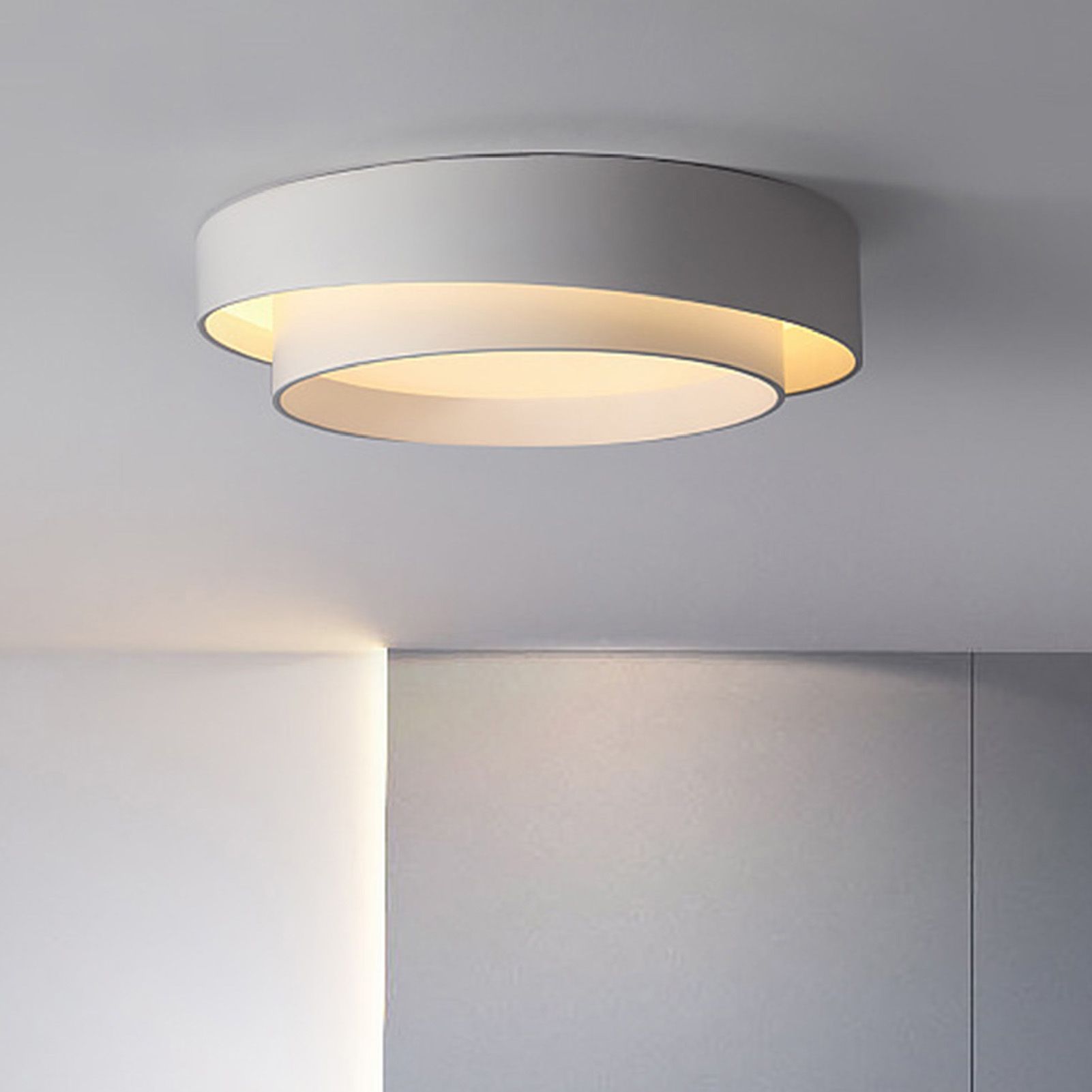 Round Flush Mount Light Doubel Ring Style Warm Lighting Ceiling Hallway view 6