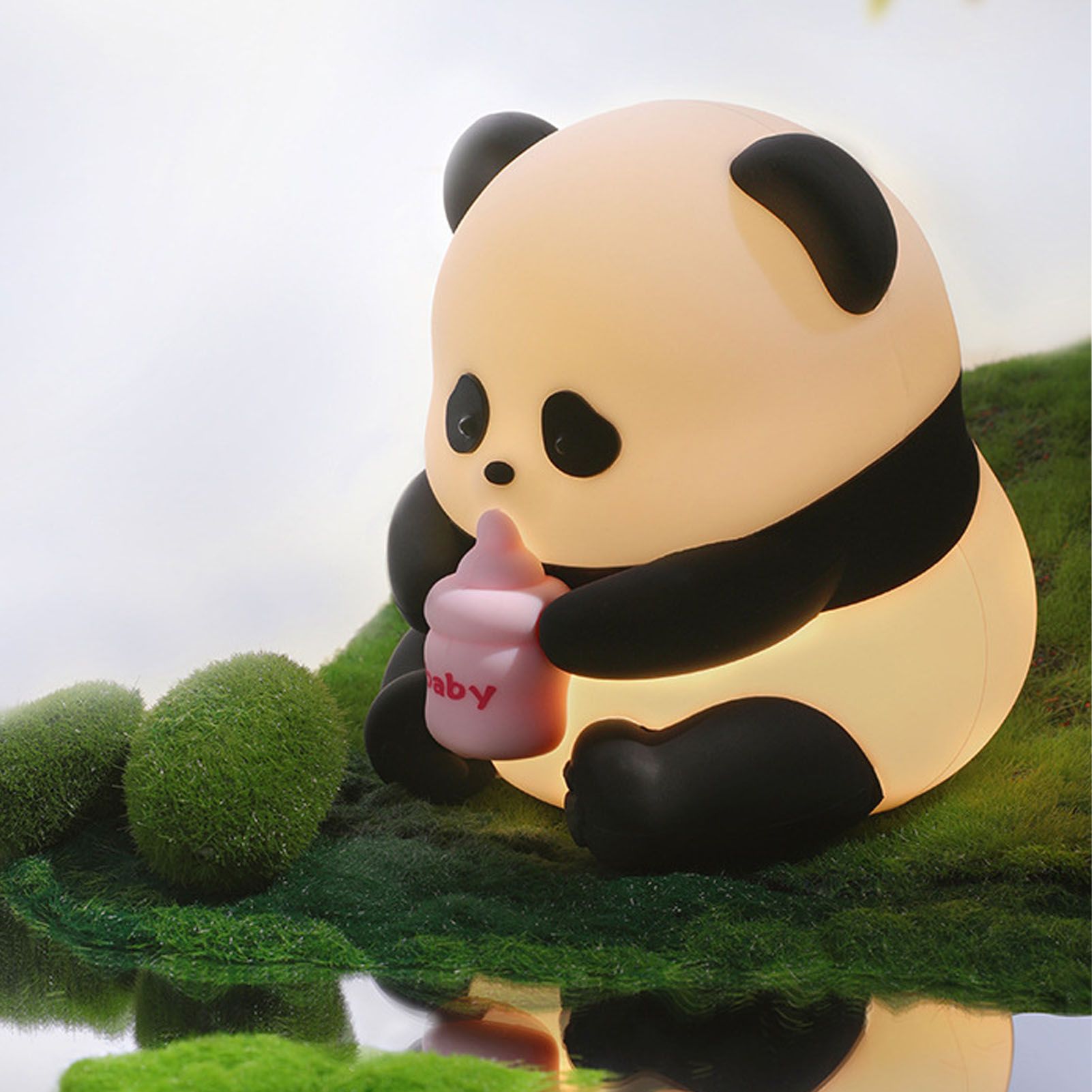 Panda Night Light Rechargeable Dimmable College Dorm Decor Bedside Touch Lamp view 9