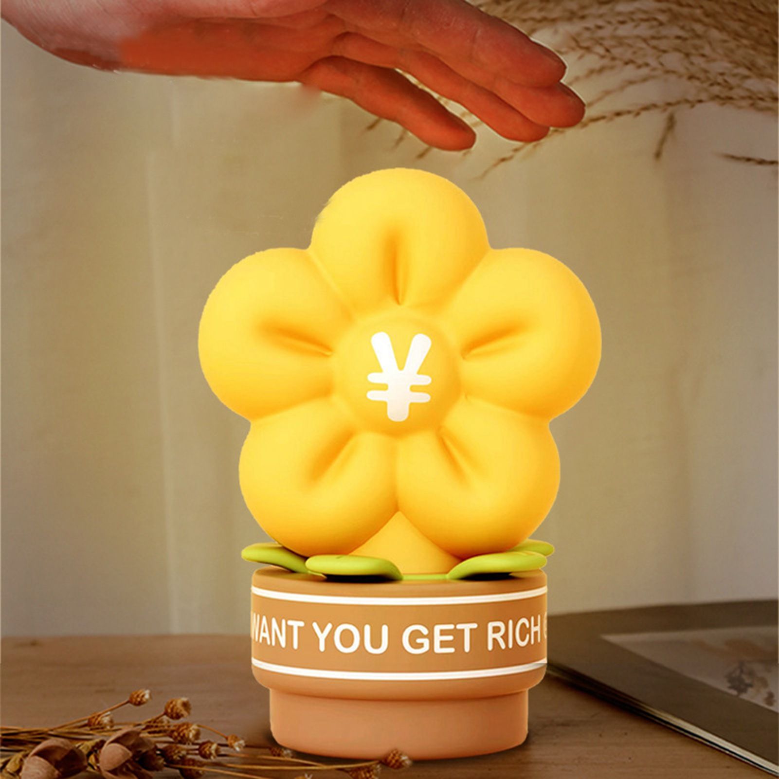 Tap Night Light Creative Flower Shape Rechargeable ABS Silicone Eye Caring view 4