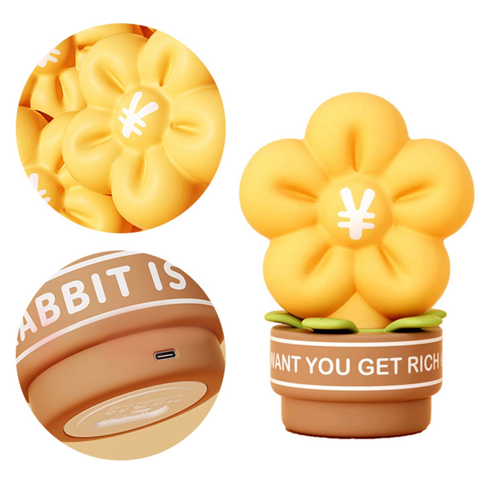 Tap Night Light Creative Flower Shape Rechargeable ABS Silicone Eye Caring view 7