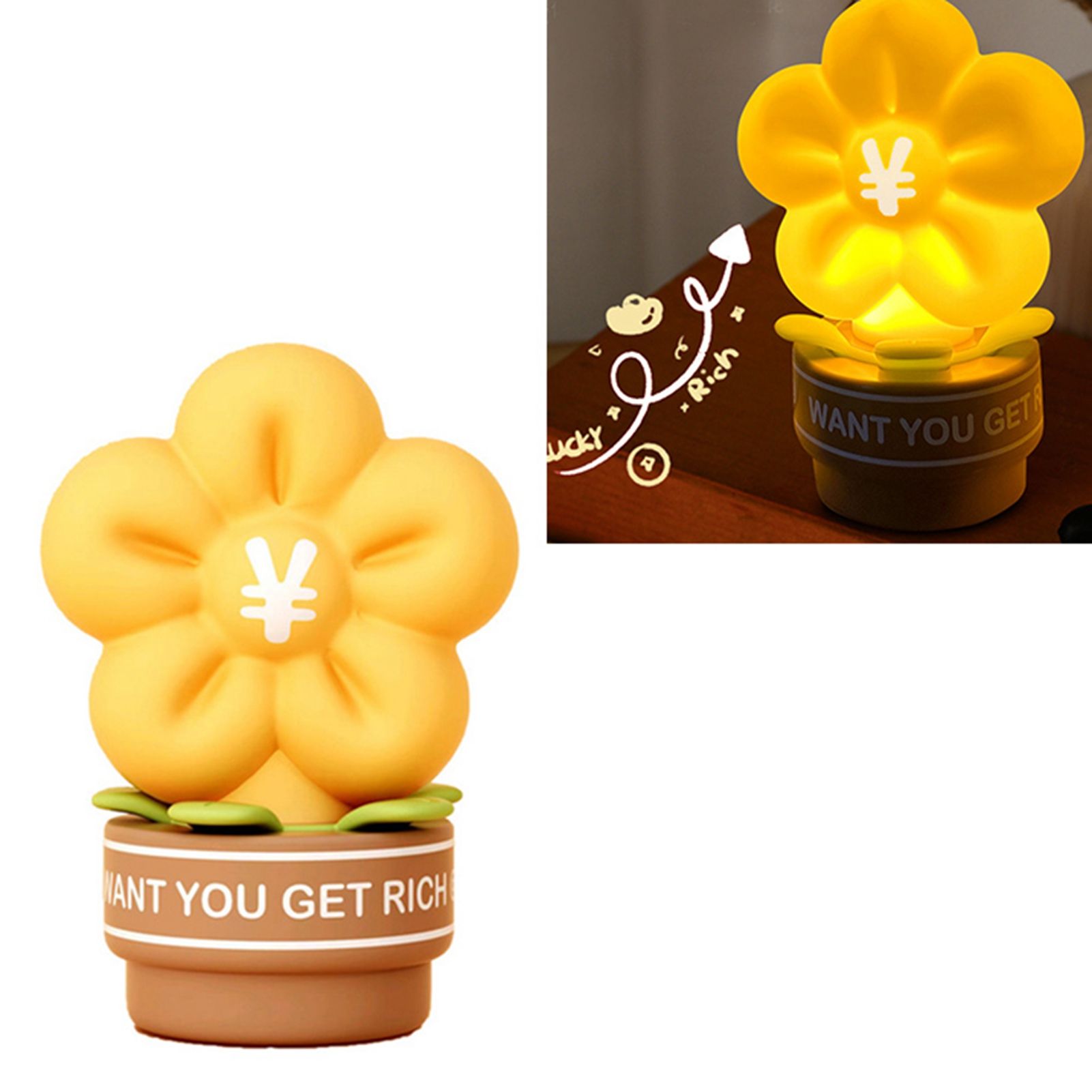 Tap Night Light Creative Flower Shape Rechargeable ABS Silicone Eye Caring view 8