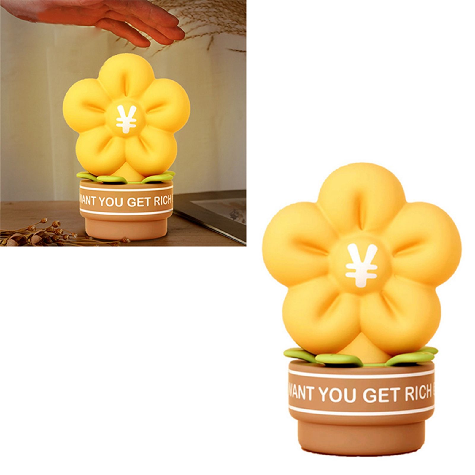 Tap Night Light Creative Flower Shape Rechargeable ABS Silicone Eye Caring view 9