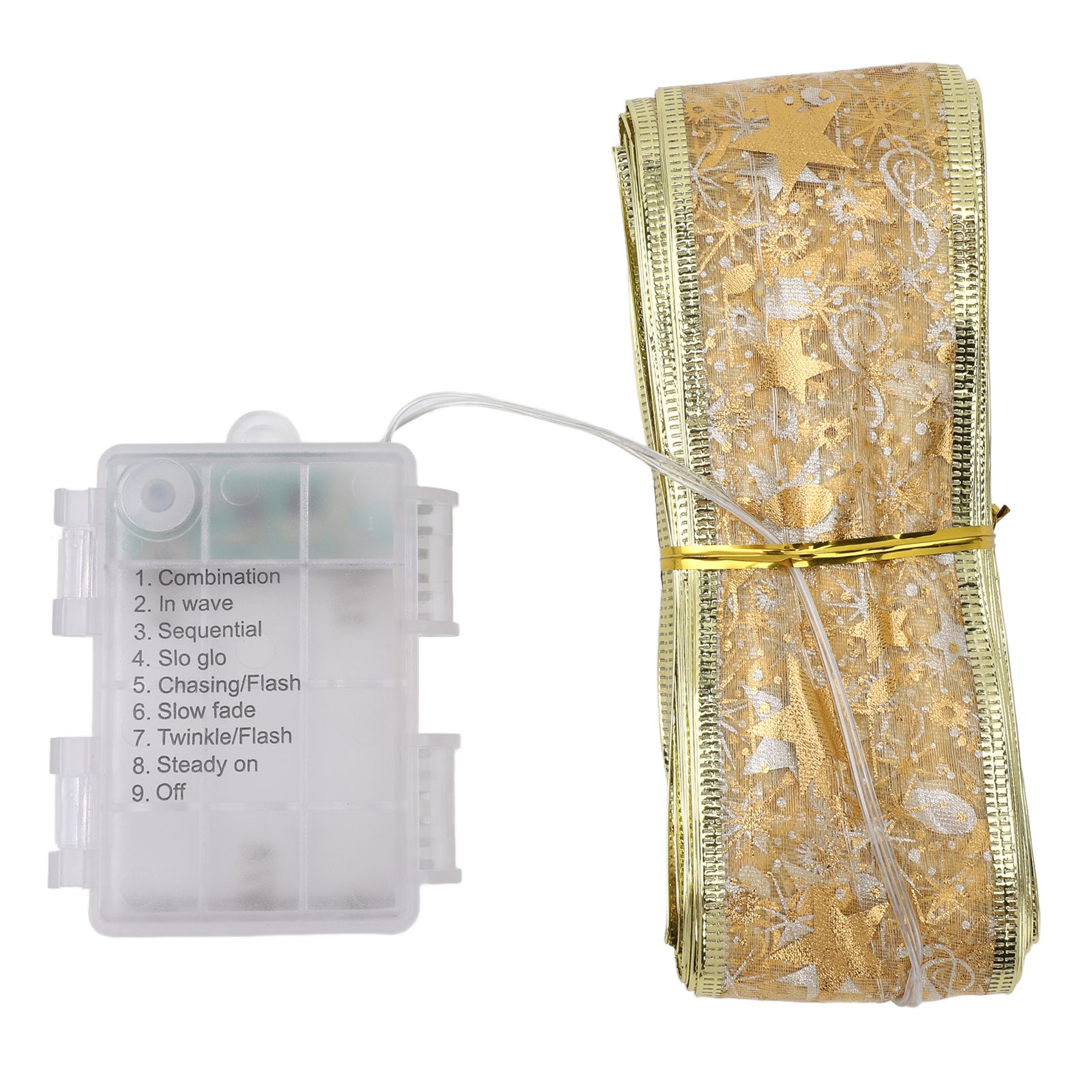 Ribbon Light 100 LEDs Battery Powered Decorative Timer Copper Wire Ribbon Bow view 9