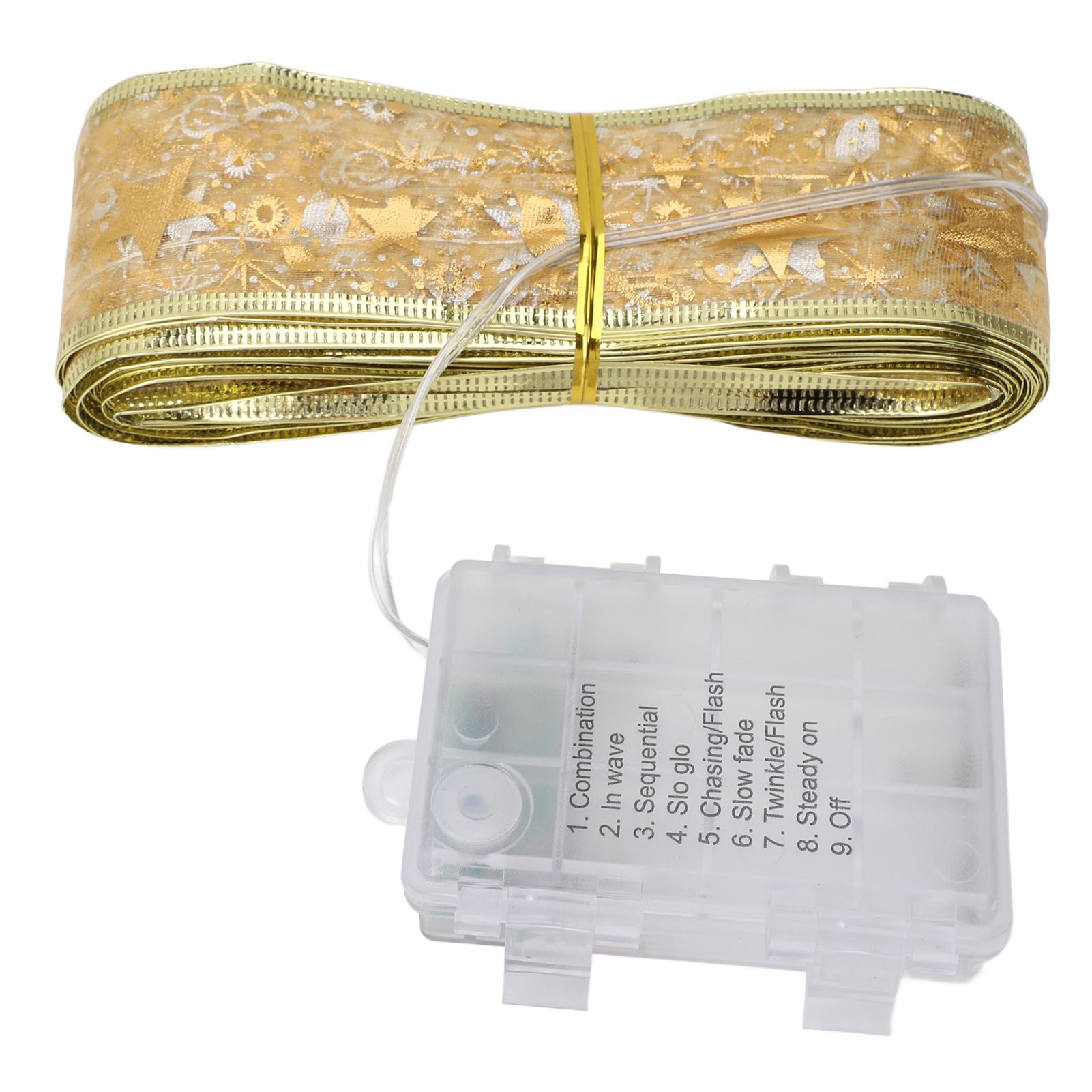 Ribbon Light 100 LEDs Battery Powered Decorative Timer Copper Wire Ribbon Bow view 12