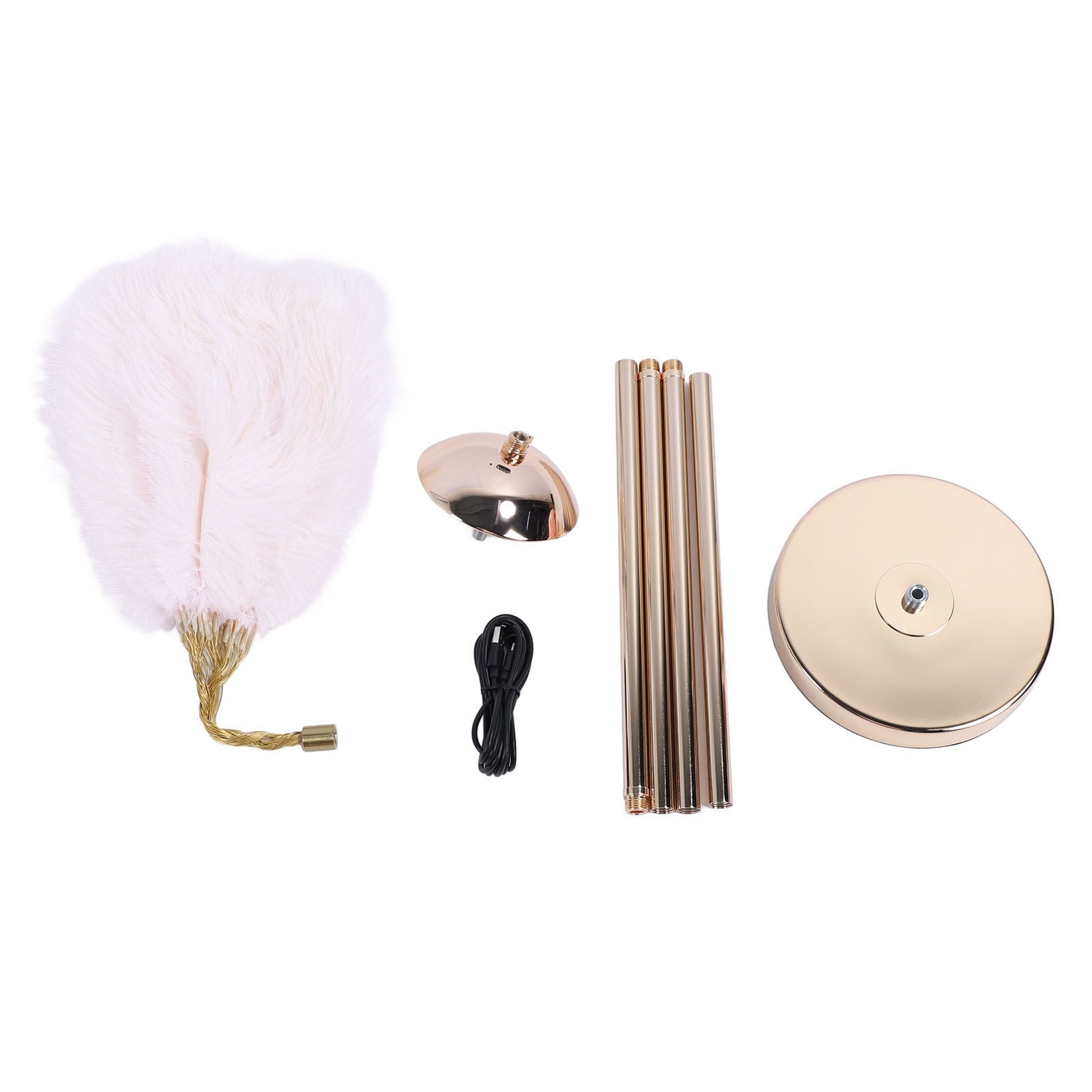 Ostrich Plume Floor Lamp Iron Art 61 Inch LED USB Stepless Dimmable Modern view 3