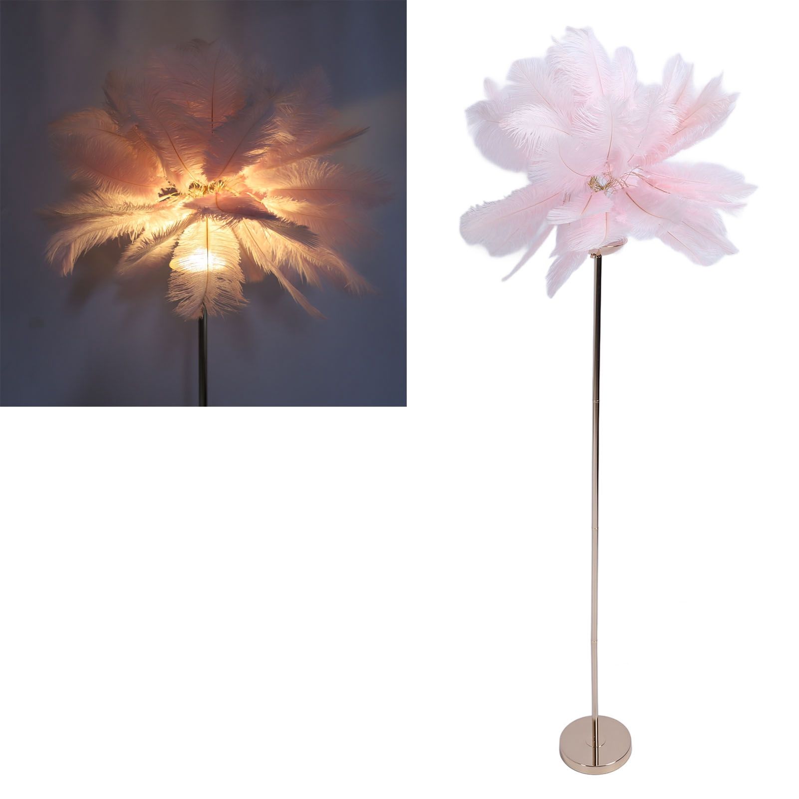 61in Decorative Feather LED Floor Lamp 3 Color Temperature Stepless Dimming view 12