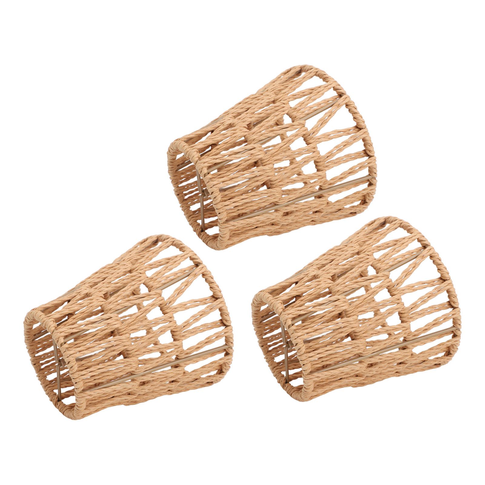 3PCS Faux Rattan Lamp Shades Bohemian Style Paper Braided E14 Bulb Clip On view 12