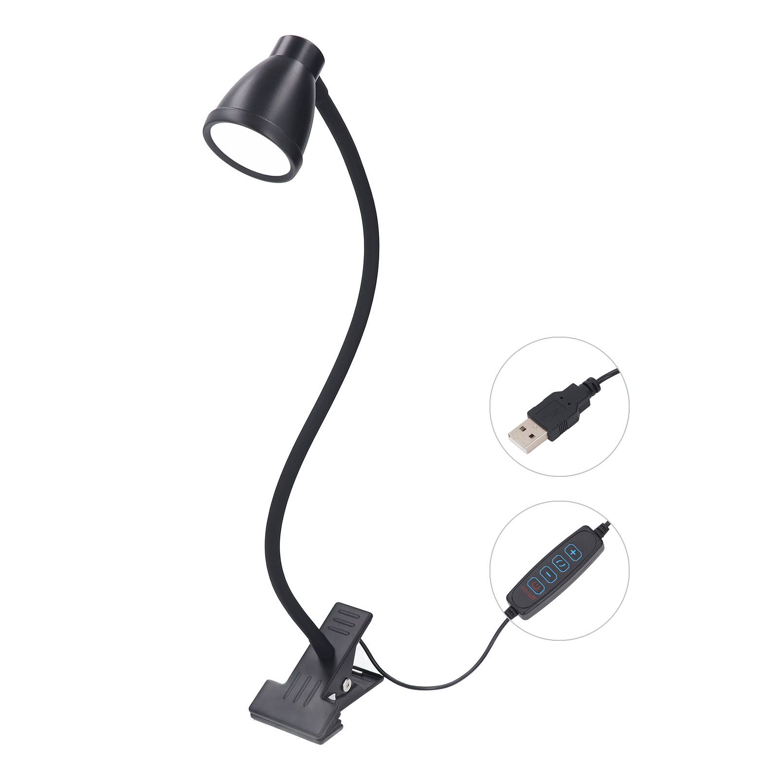 Clip On Desk Lamp 5W 24LEDs 10 Adjustable Brightness 3 Color Temperature USB view 3