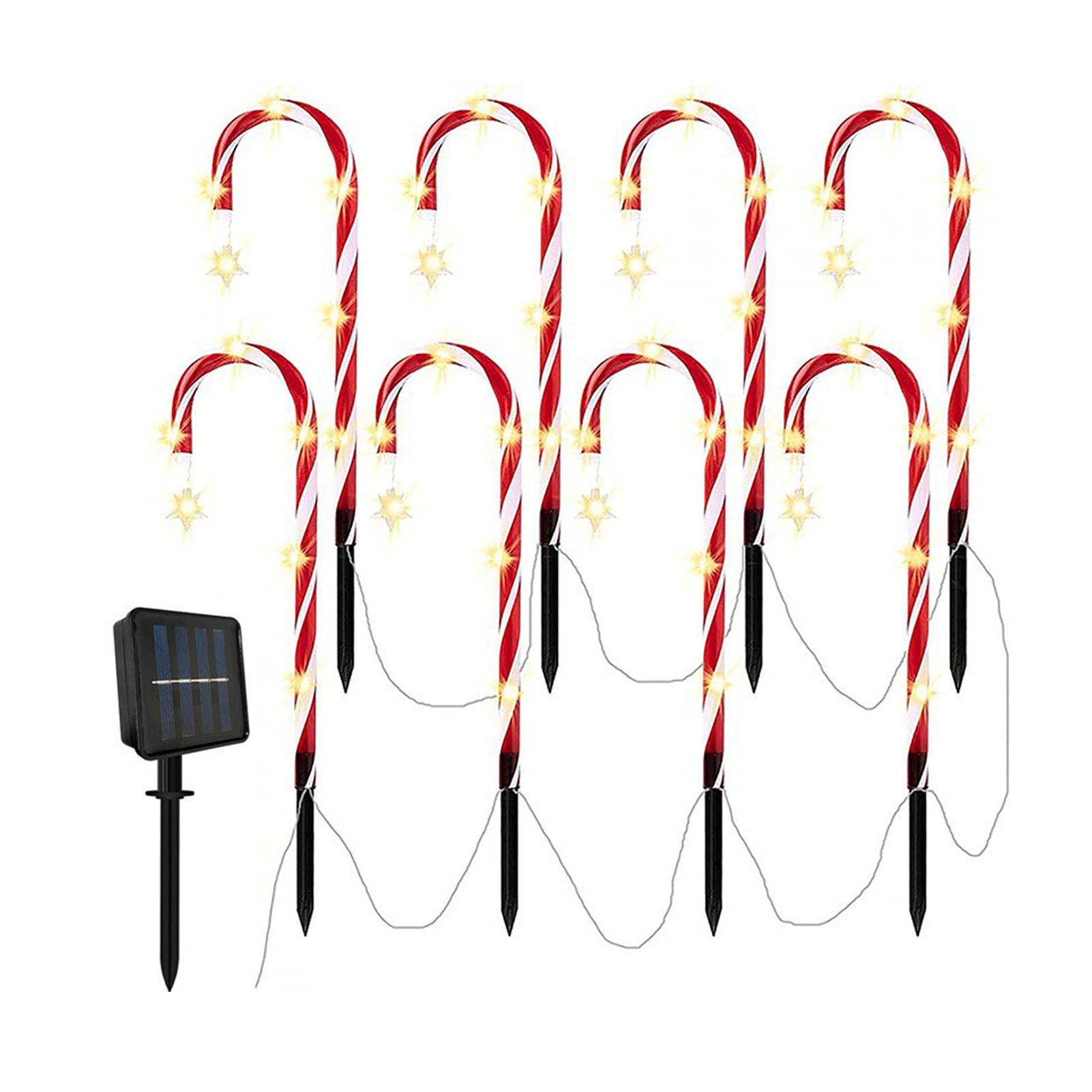 12 Pack Solar Candy Cane Lights 8 Modes Xmas Decorations Ground Stake Outdoor view 2