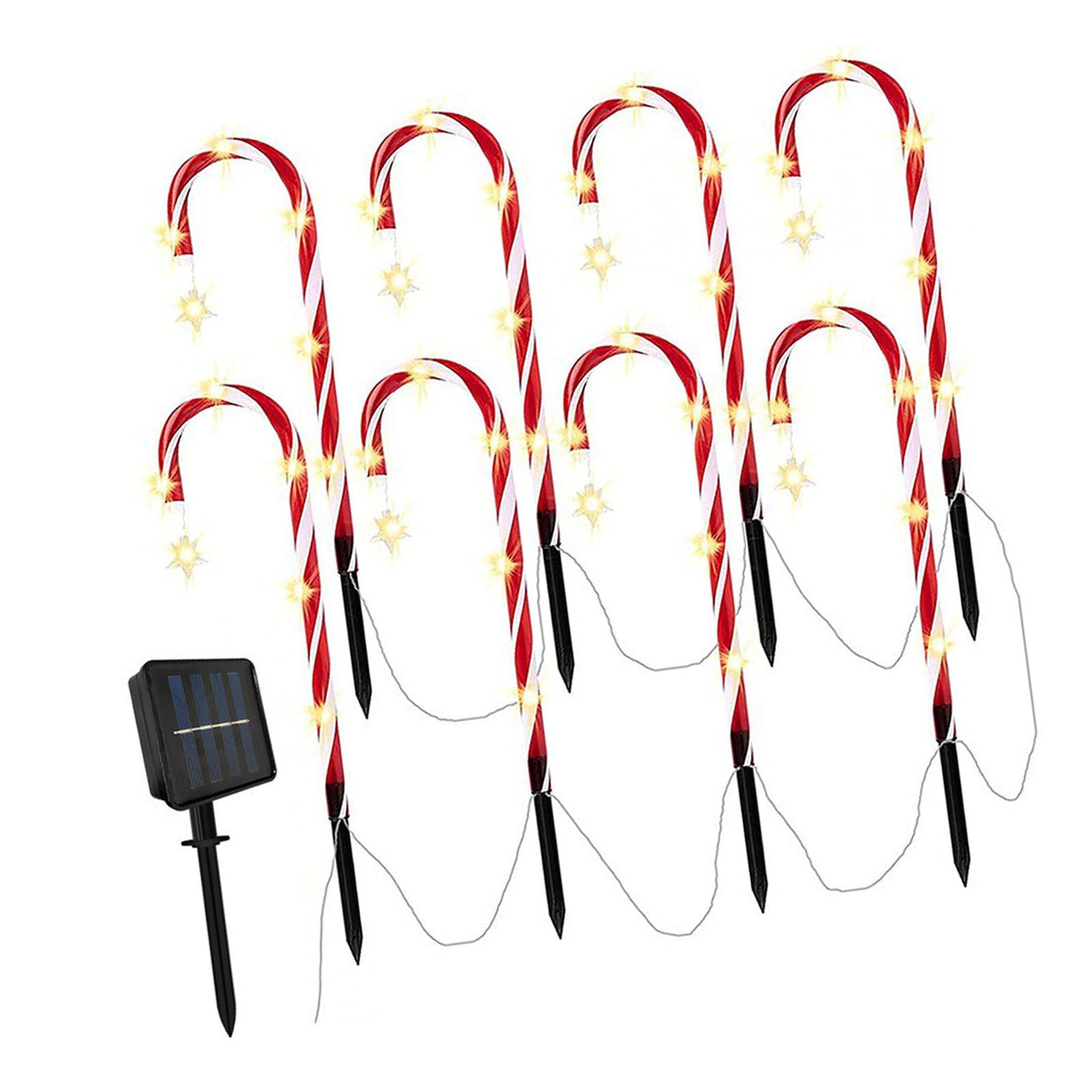 12 Pack Solar Candy Cane Lights 8 Modes Xmas Decorations Ground Stake Outdoor view 3