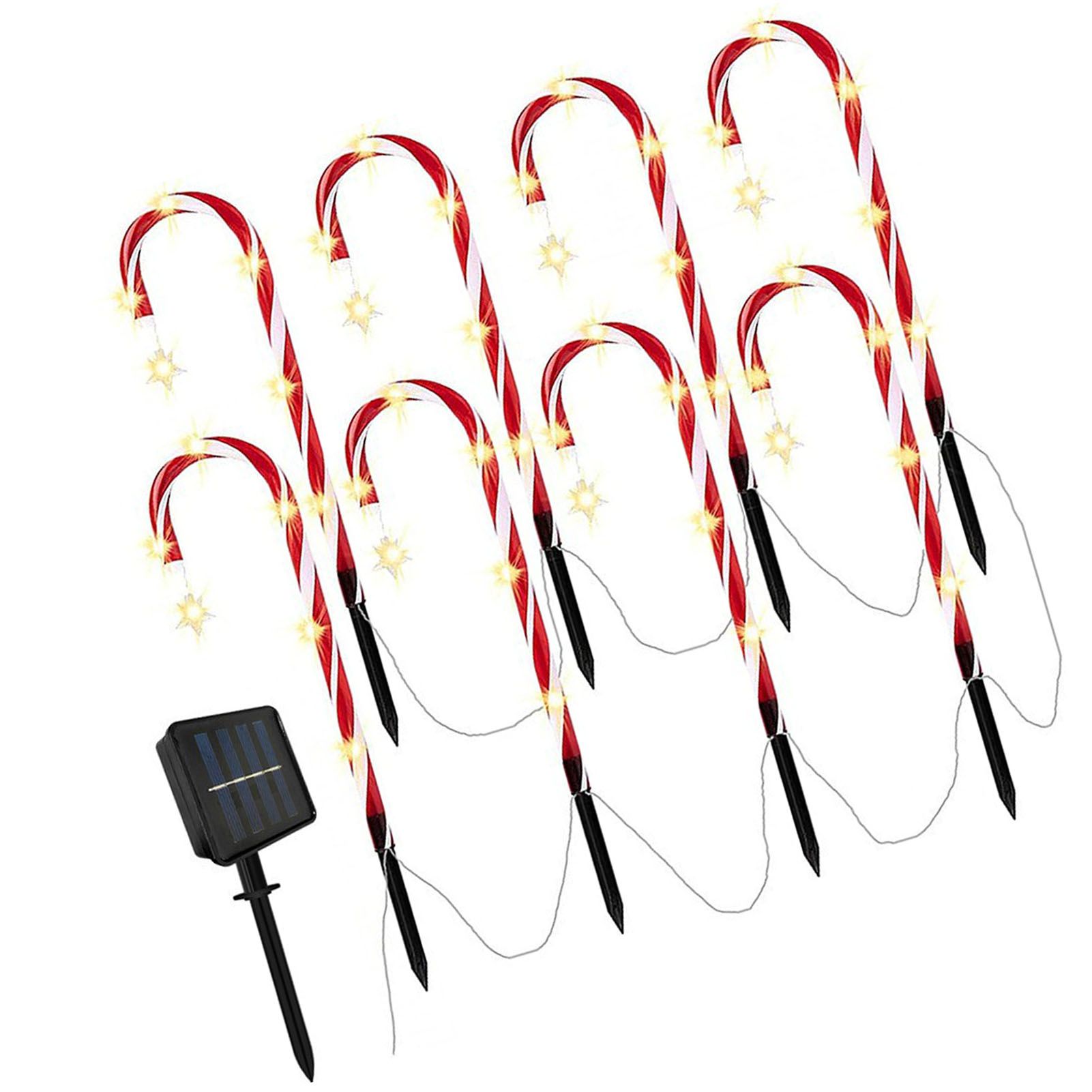 12 Pack Solar Candy Cane Lights 8 Modes Xmas Decorations Ground Stake Outdoor view 5