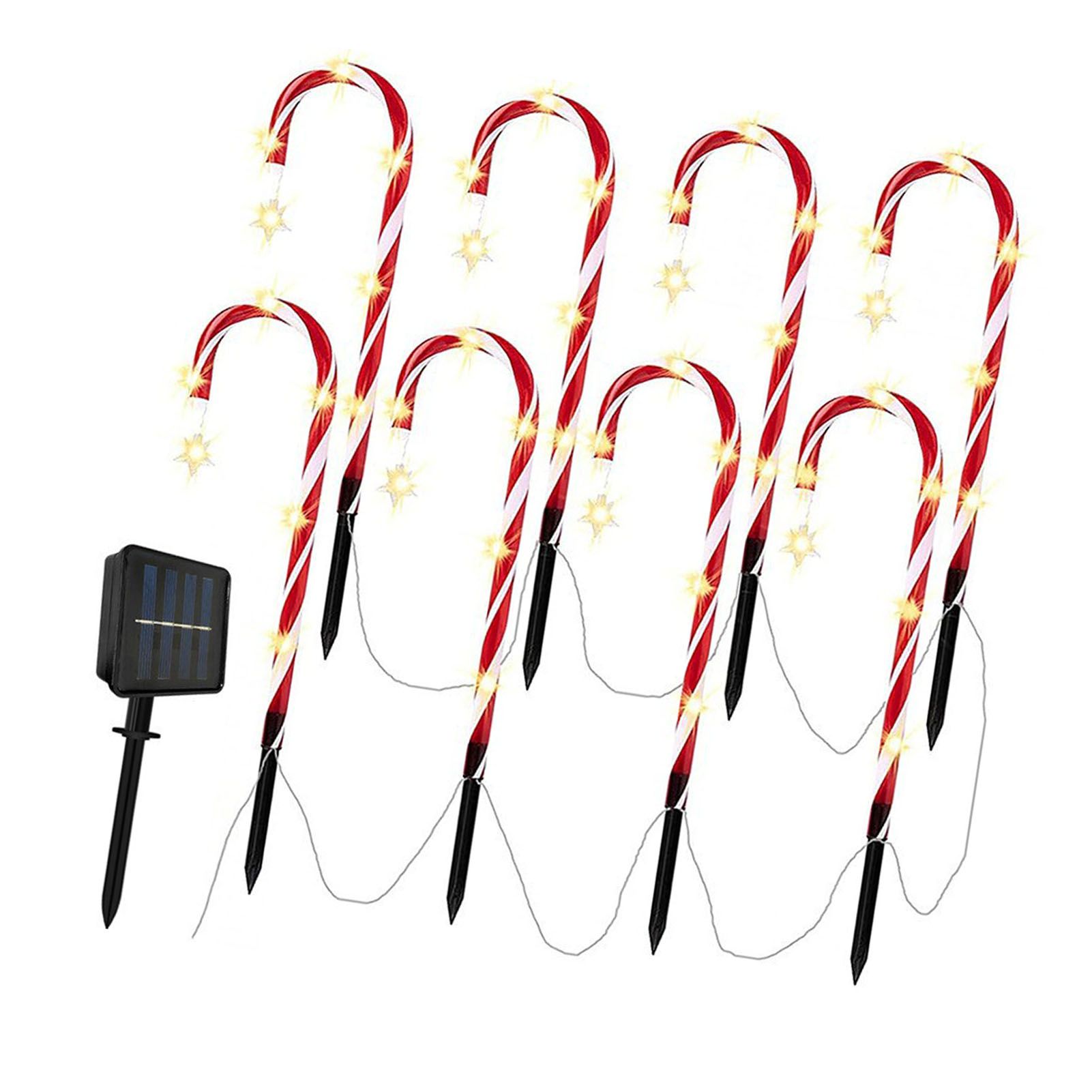 12 Pack Solar Candy Cane Lights 8 Modes Xmas Decorations Ground Stake Outdoor view 6