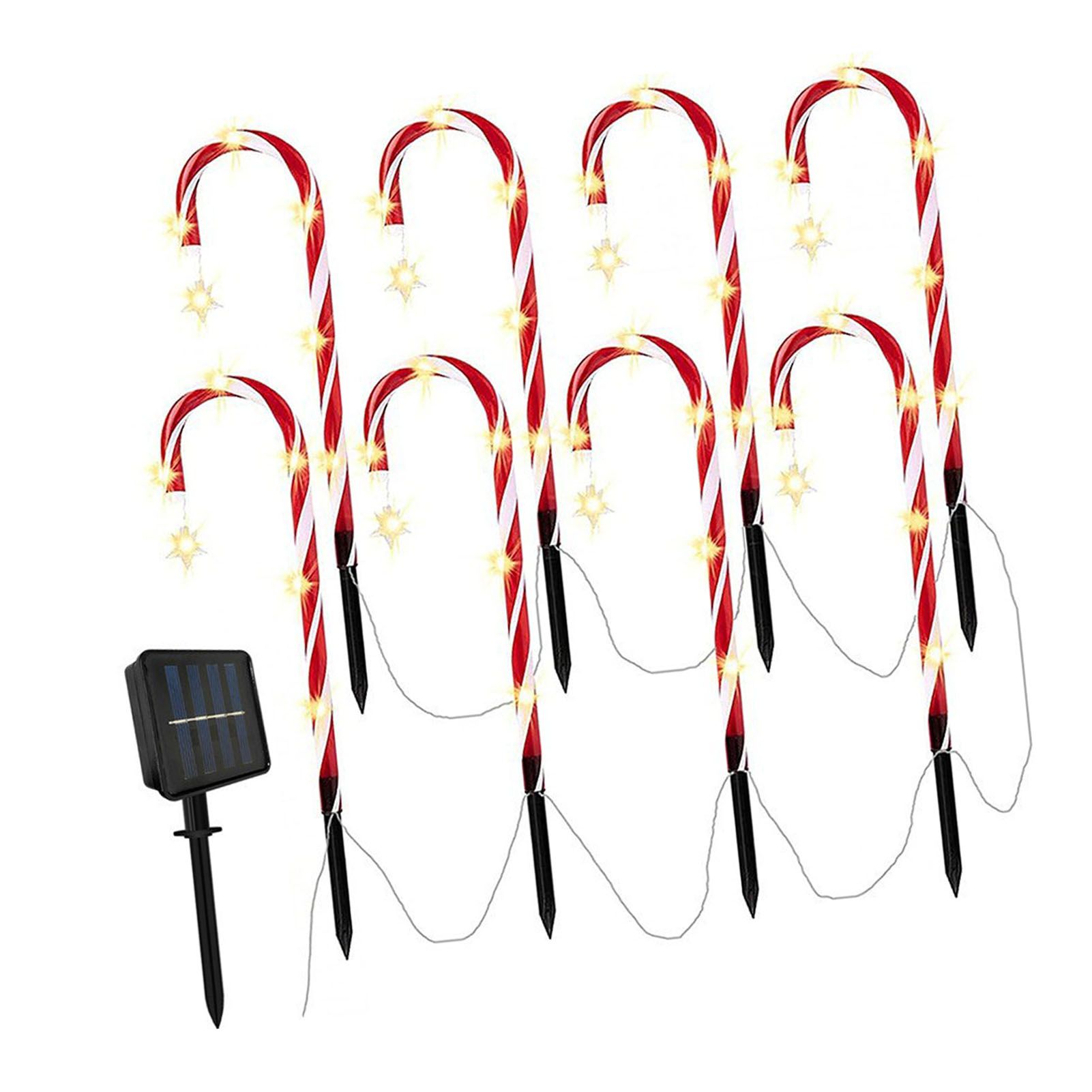 12 Pack Solar Candy Cane Lights 8 Modes Xmas Decorations Ground Stake Outdoor view 7