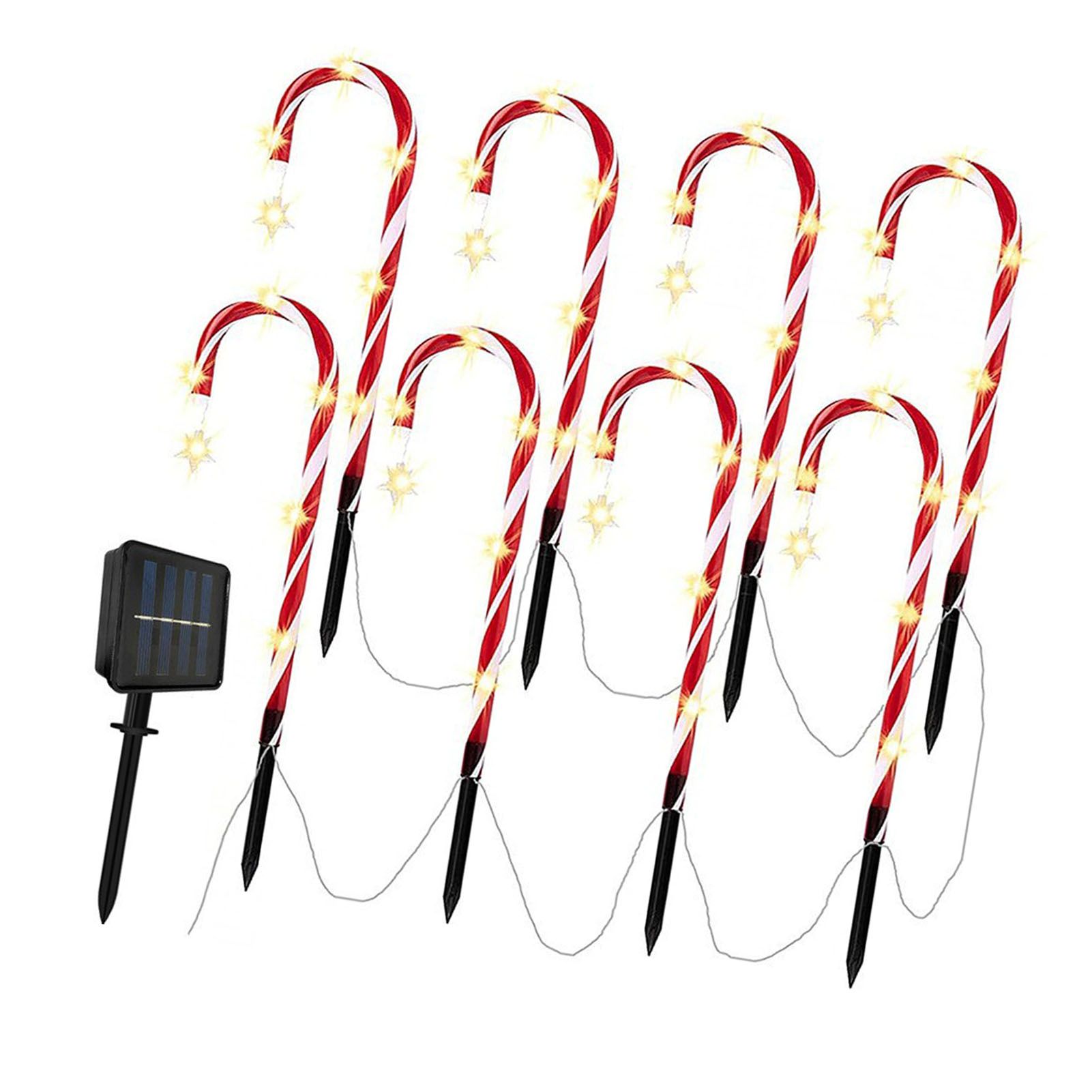 12 Pack Solar Candy Cane Lights 8 Modes Xmas Decorations Ground Stake Outdoor view 8
